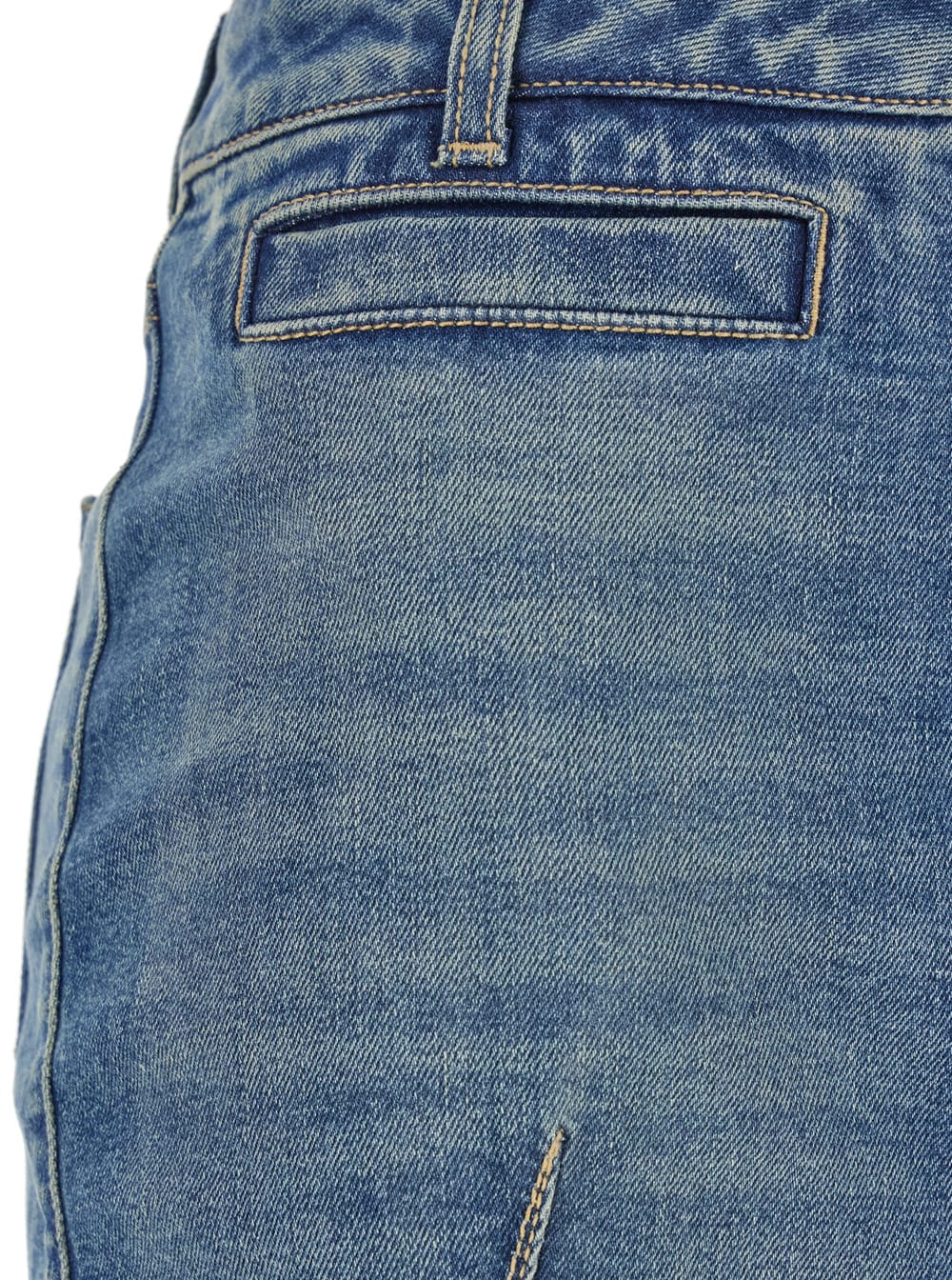 Alexander Mcqueen Fitted Denim Skirt With Flared Hem In Blue
