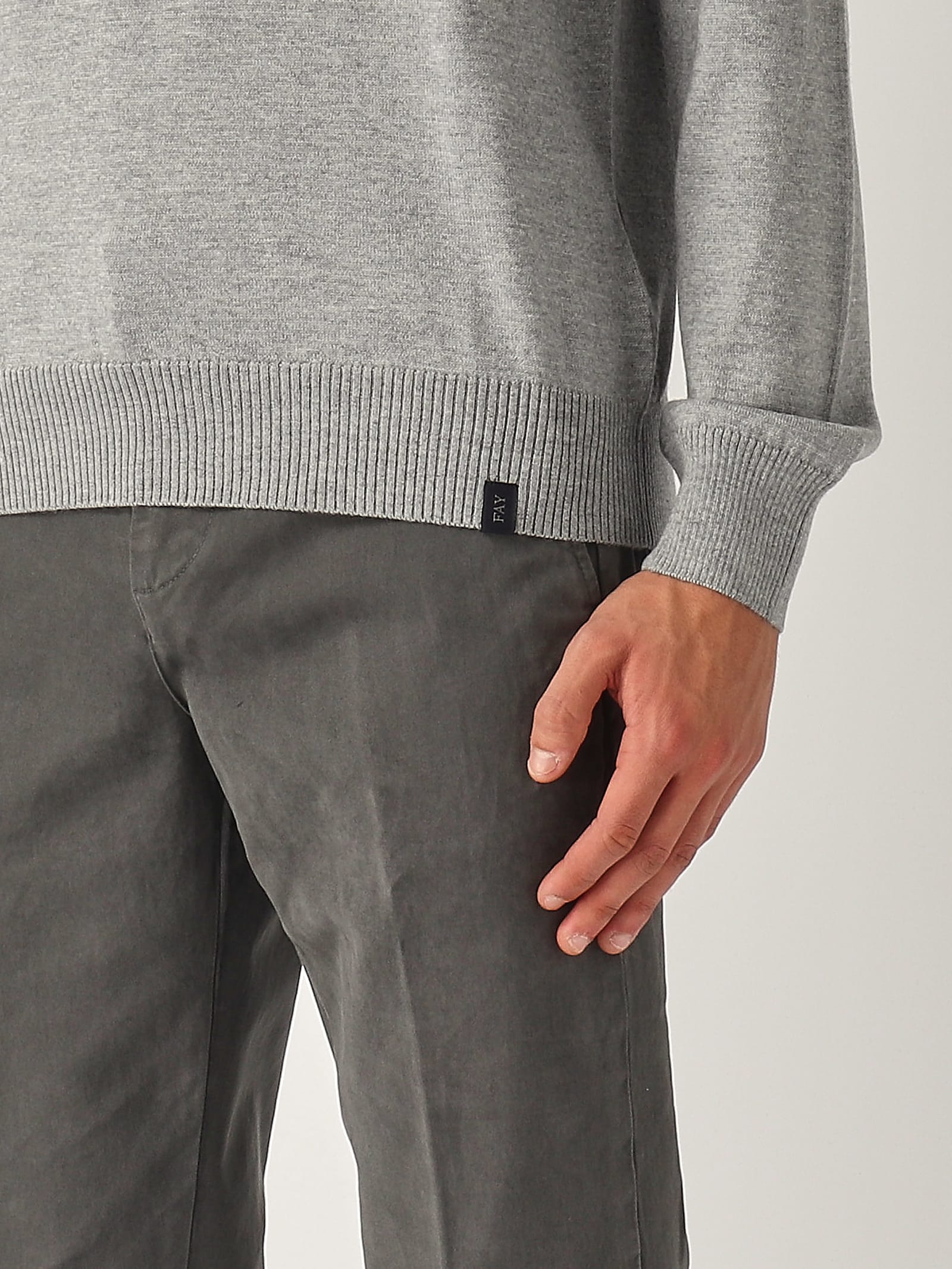 Shop Fay Maglia Girocollo Uomo Sweater In Grigio