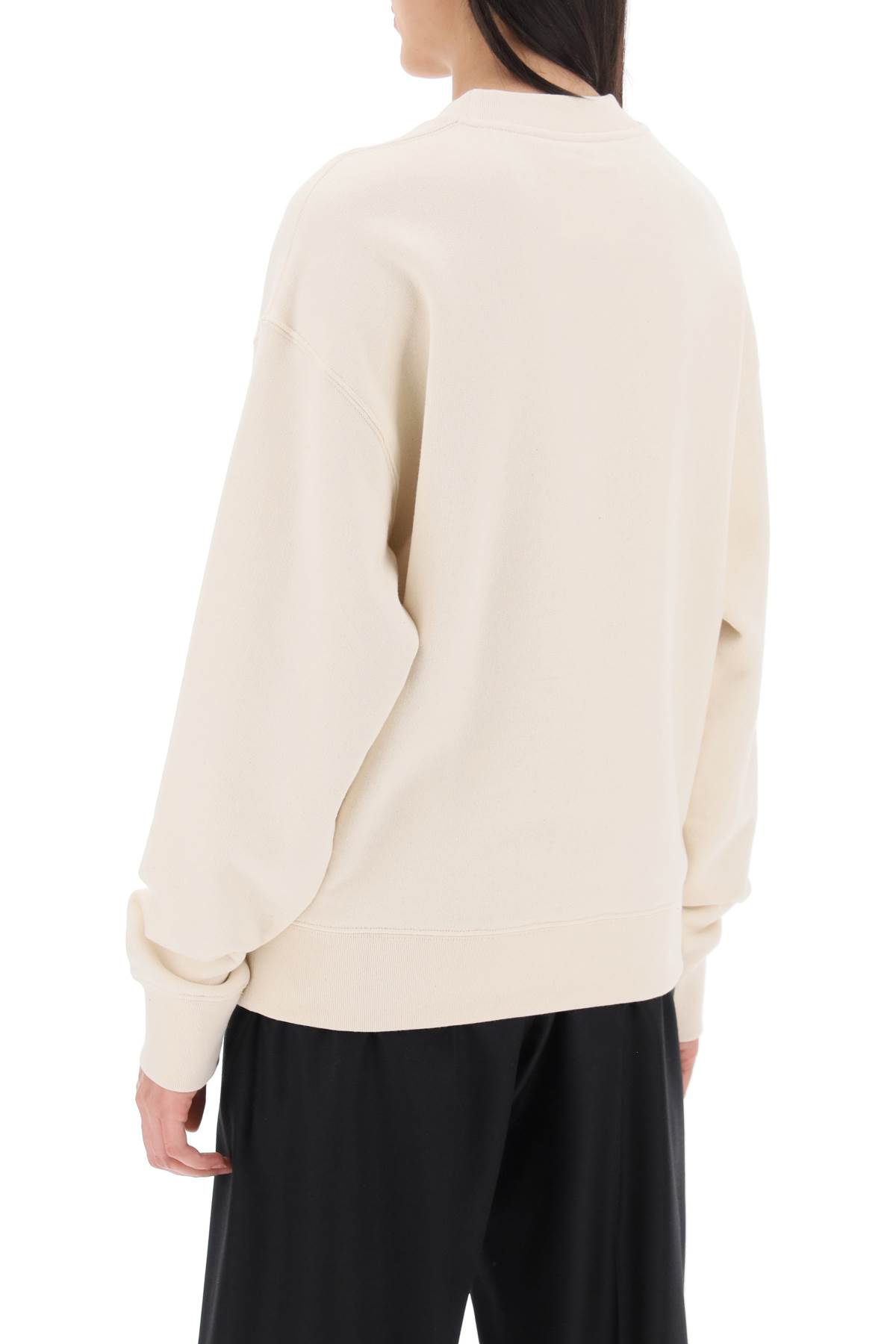 Jil Sander Logo Print Crewneck Sweatshirt In Beige