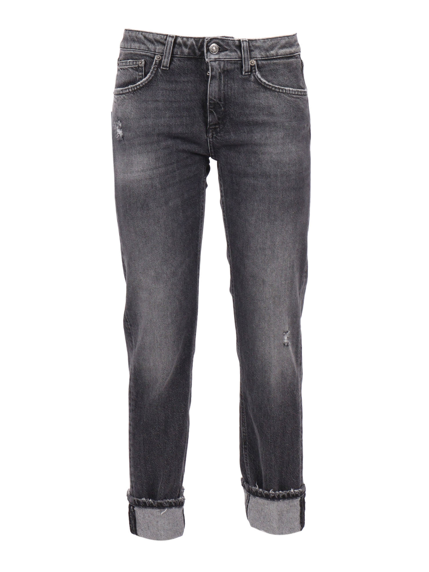 Dondup Tailored Straight Leg Pants With Mid-rise Waist And Front Pleats In Black