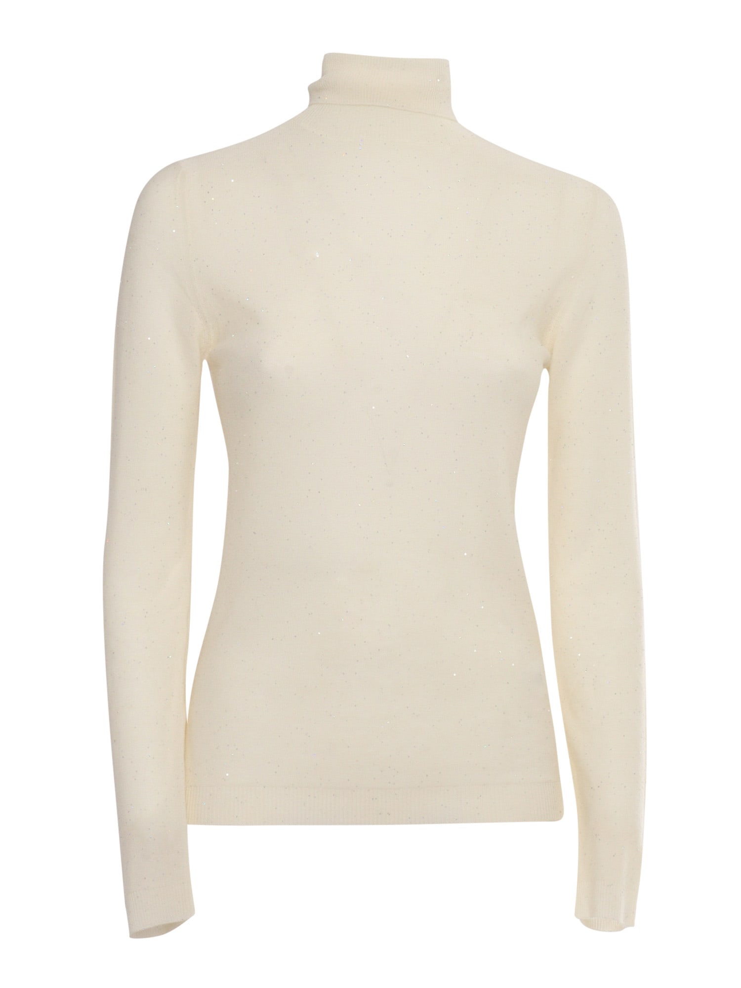 Shop Fabiana Filippi Turtle Neck Slim Fit Sweater In White