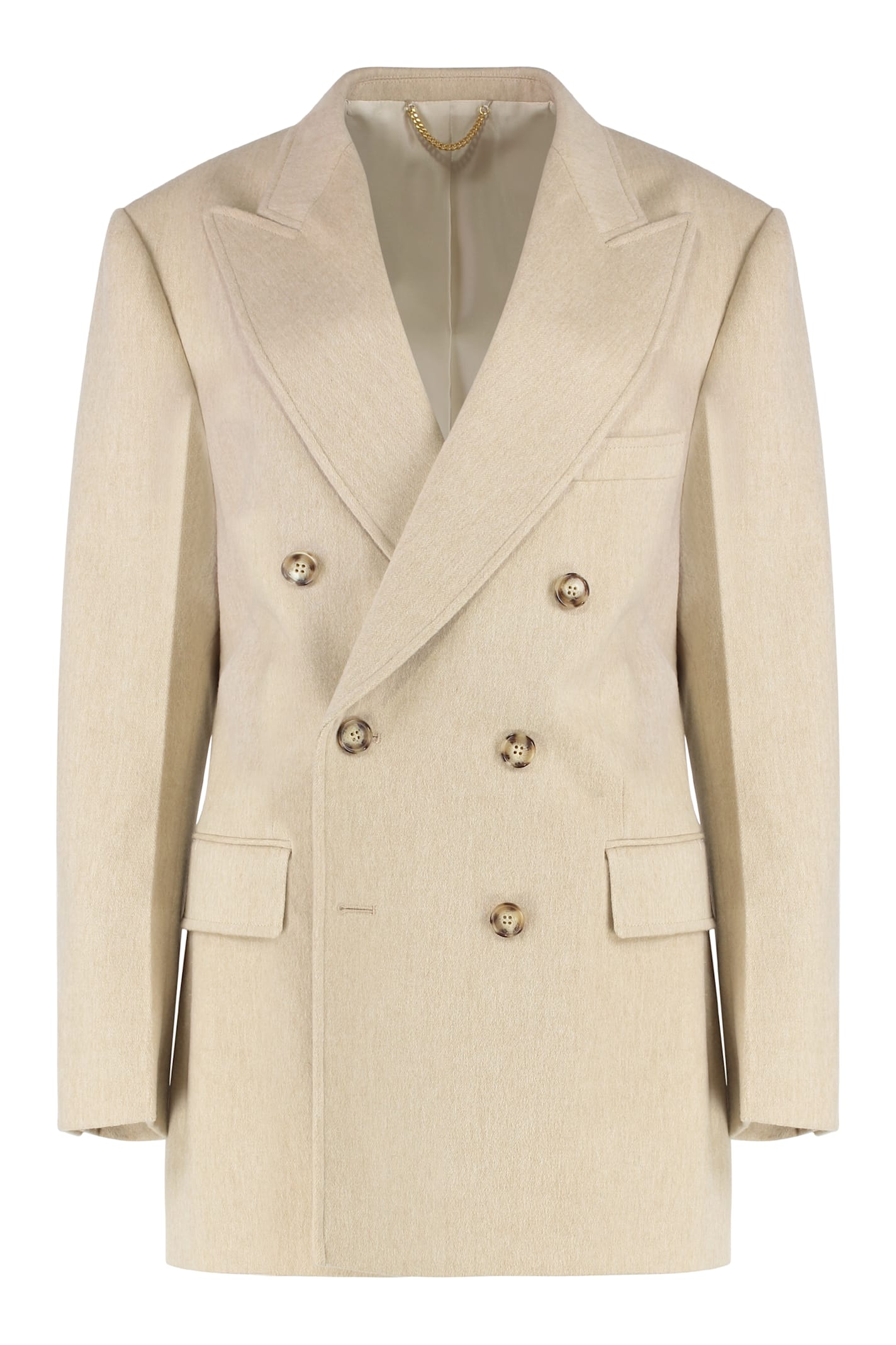 Victoria Beckham Knit Jacket With Double-breasted Lapel Collar In Neutral