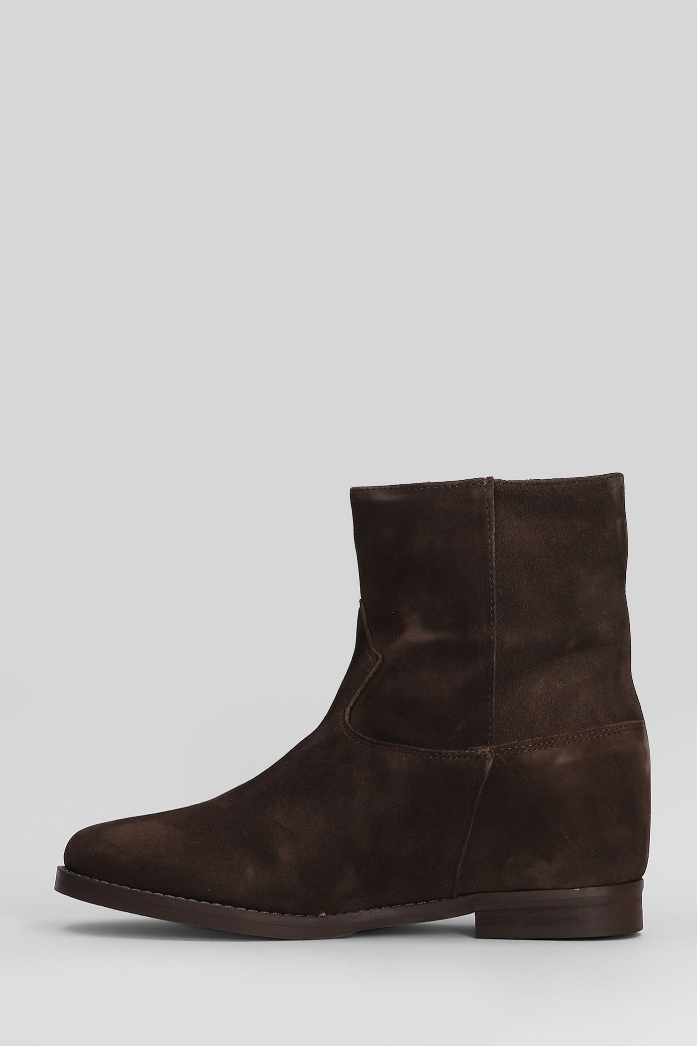 Julie Dee Ankle Boots Inside Wedge In Dark Brown Suede In Brown