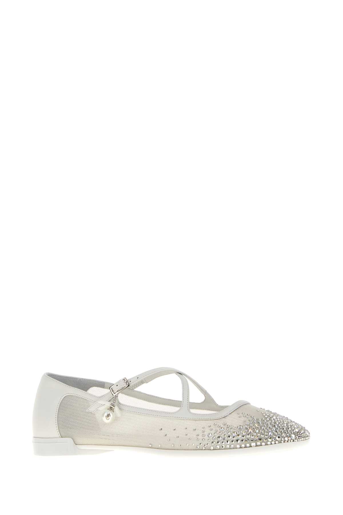 Jimmy Choo Eleri Ballerina Shoes Featuring Mesh Panel In White