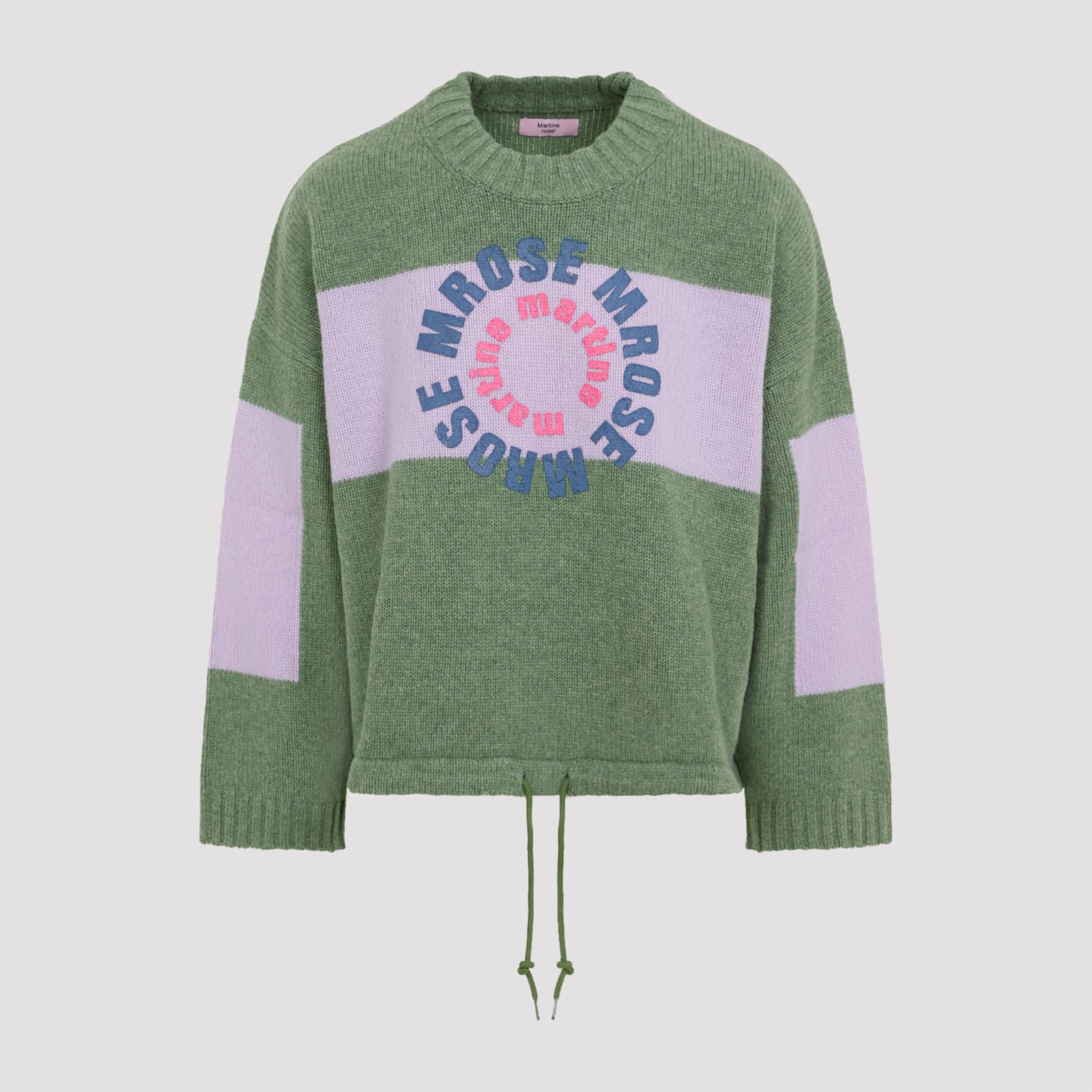 Shop Martine Rose Martin Rose Intarsia Print Pullover In Grn Green