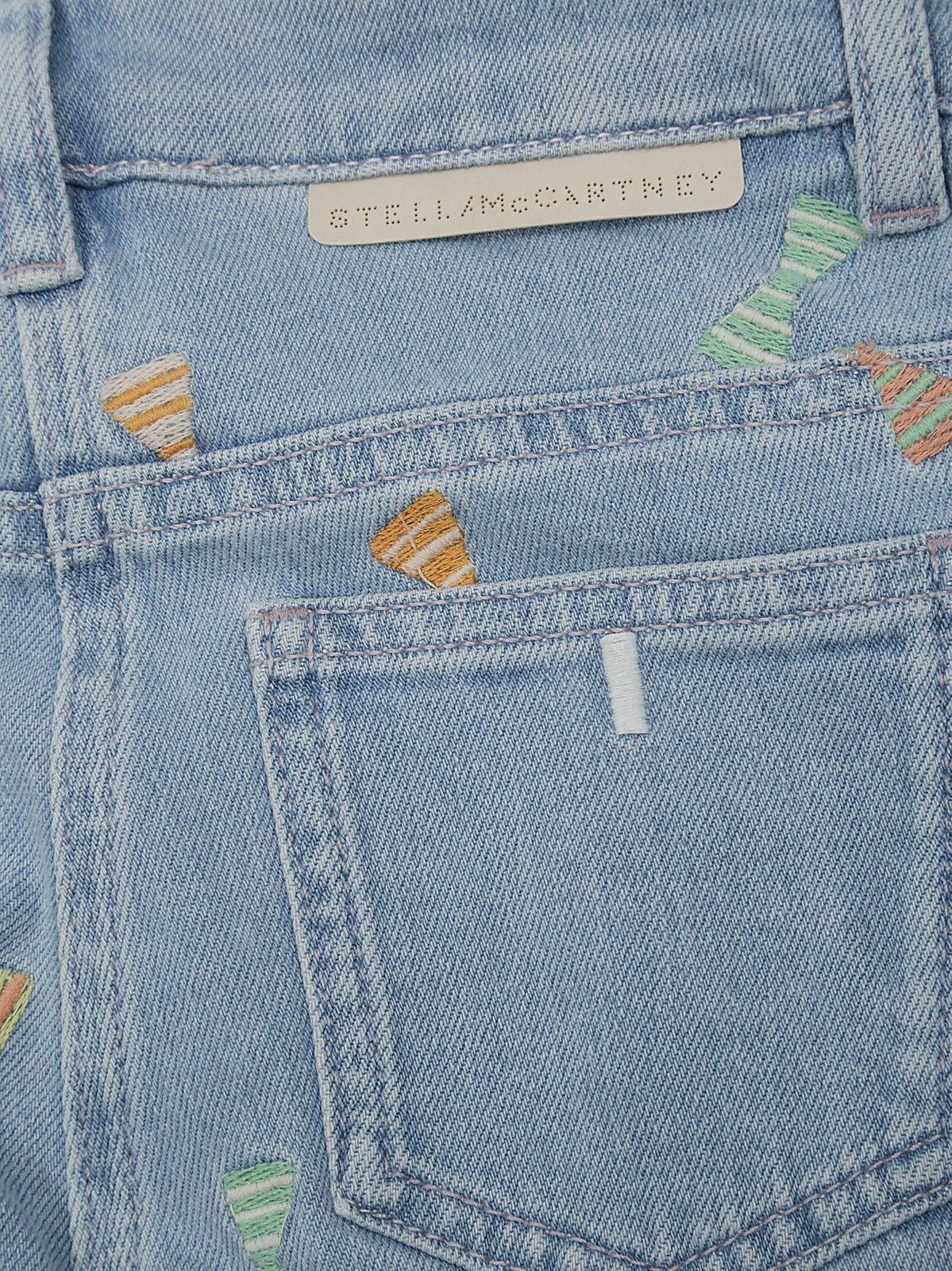 Stella Mccartney Bow Embroidered Flared Jeans In Azzurro