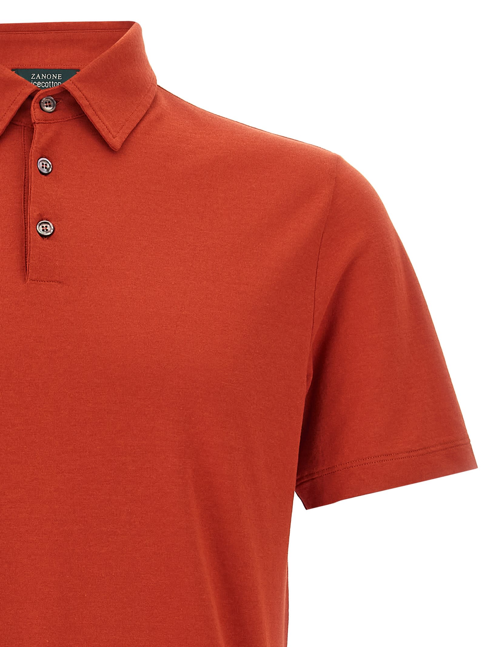 Zanone 'ice Cotton' Polo Shirt In Brown