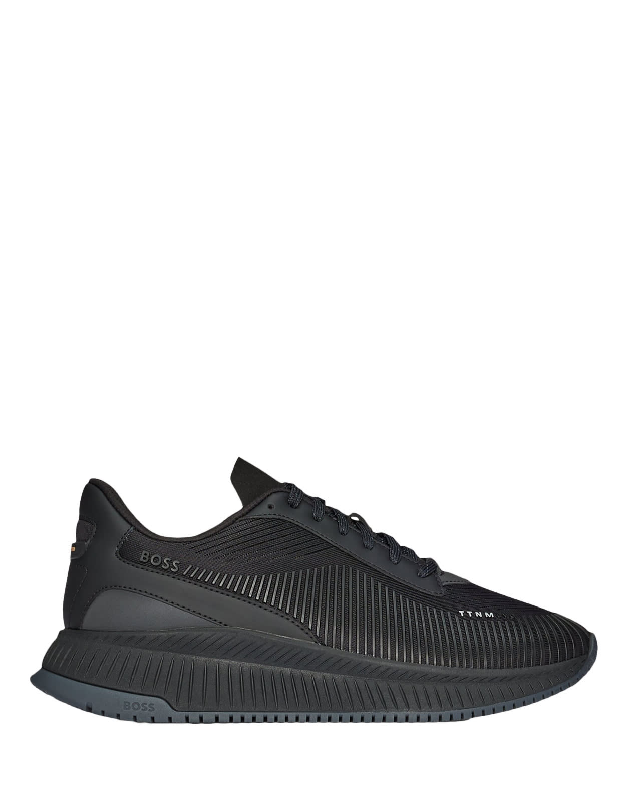 Hugo Boss Black Sneakers In Mixed Materials With Rubberized Leather Inserts
