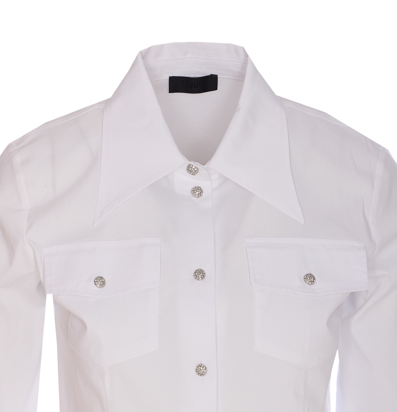 Liu •jo Liu Jo Classic White Button-down Shirt With Chest Pockets In White