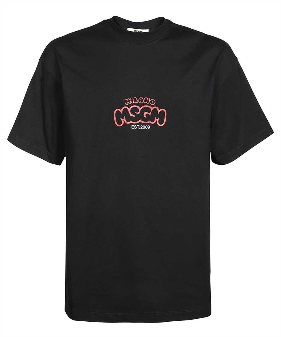 Msgm Graphic-print Cotton T-shirt In Black