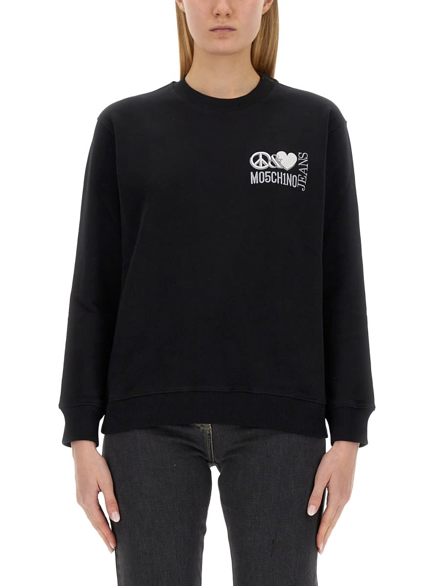 Shop M05ch1n0 Jeans Sweatshirt With Logo In Black
