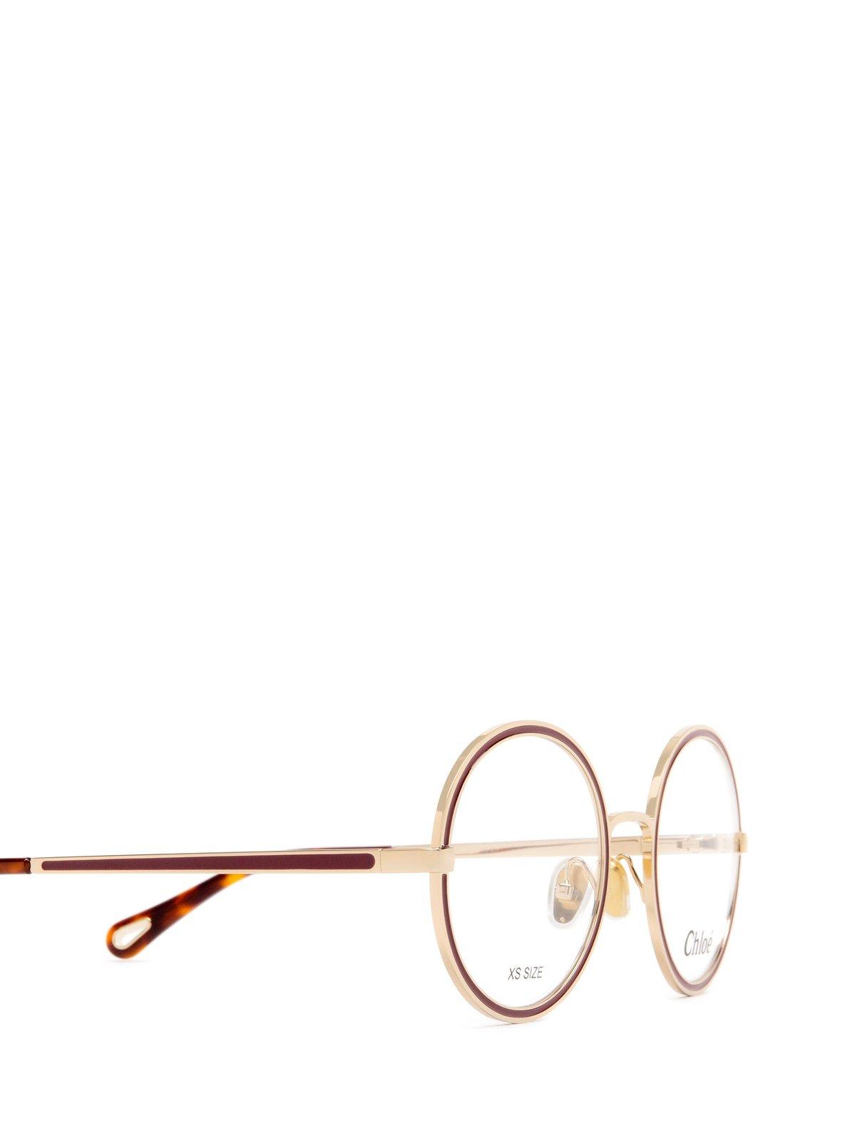 Shop Chloé Round Frame Glasses In 001 Gold Gold Transparent