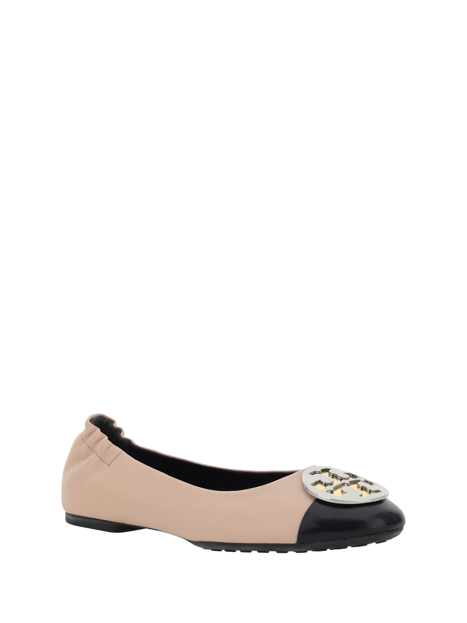 Shop Tory Burch Claire Ballerinas In Rose Pink / Perfect Black