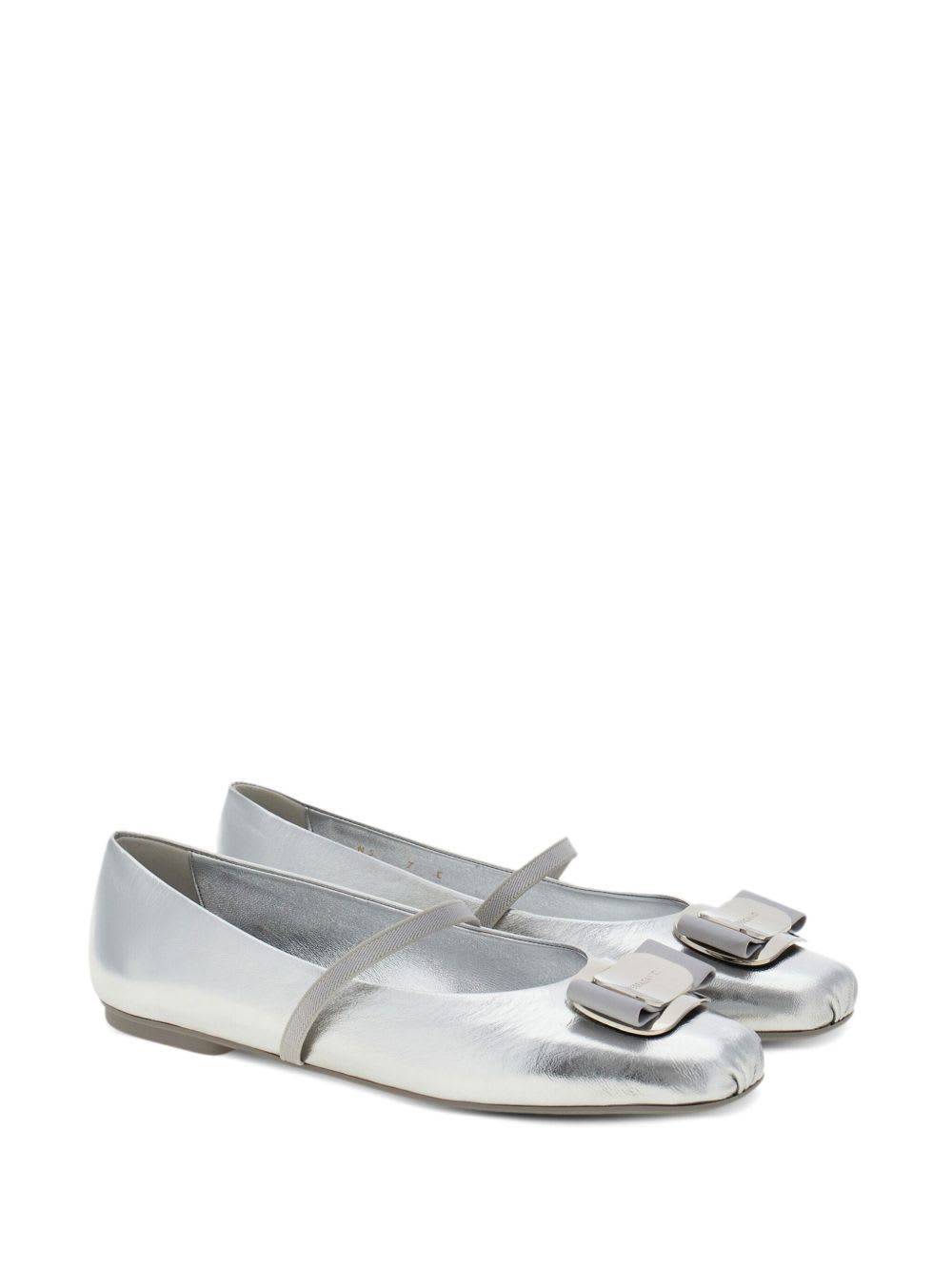 Ferragamo Zina Silver Ballerinas In Multi