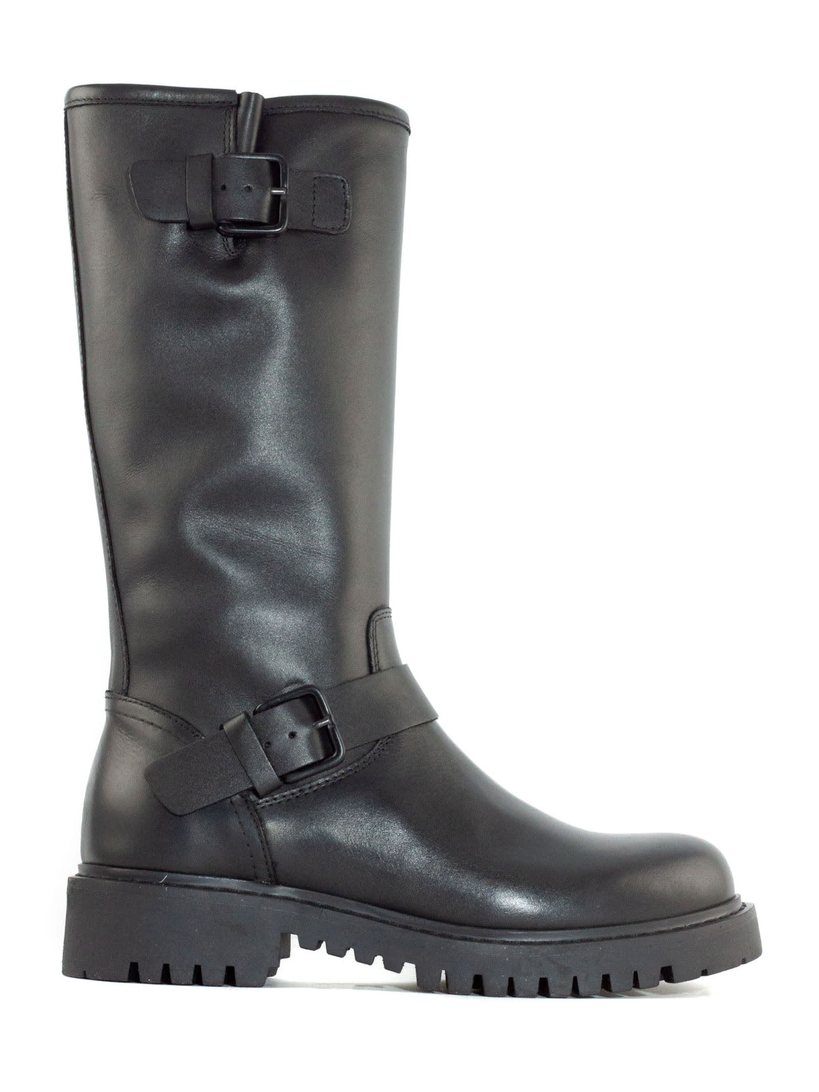 Black Leather High Boot