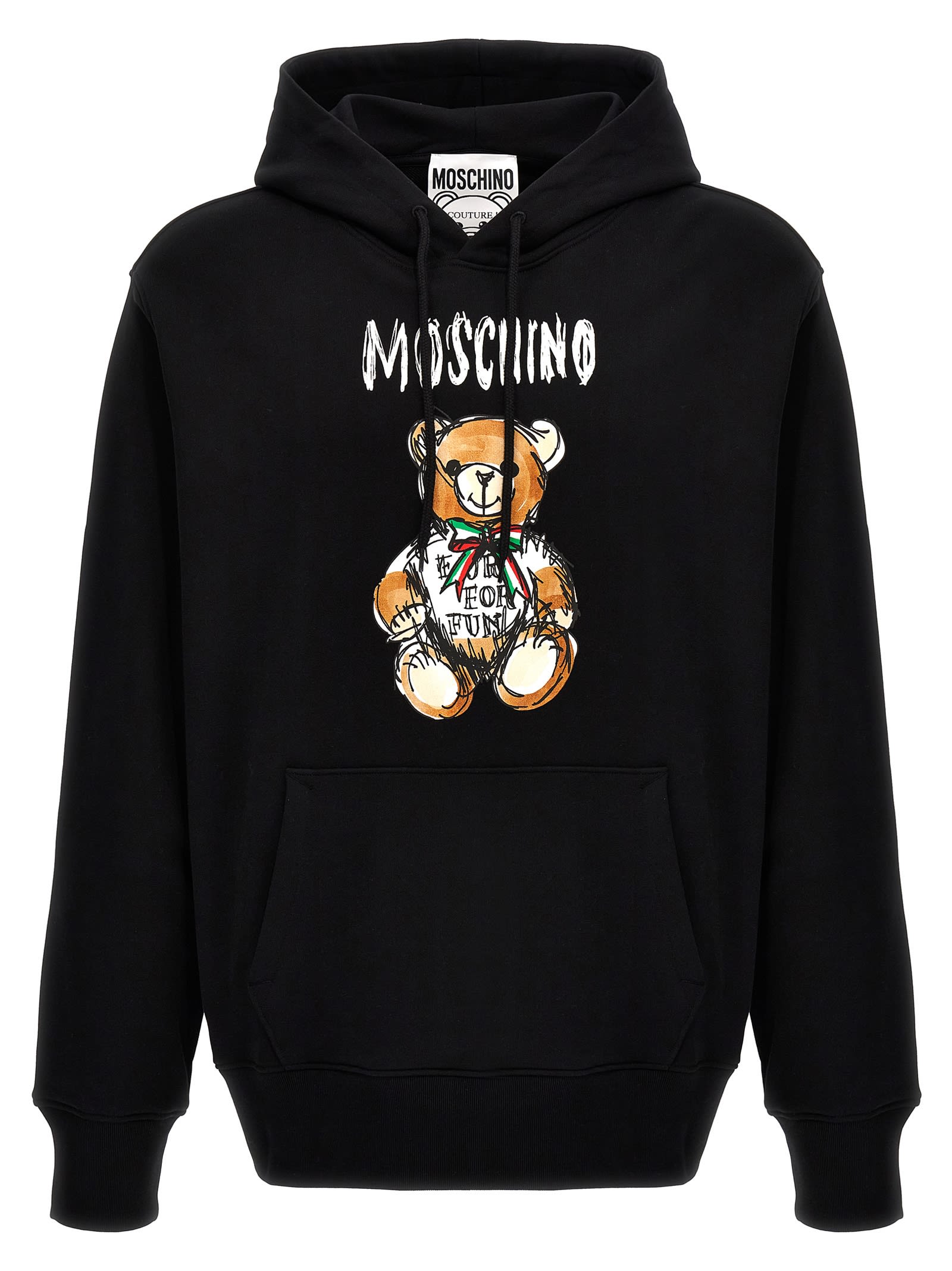 Shop Moschino Archive Teddy Hoodie In Black