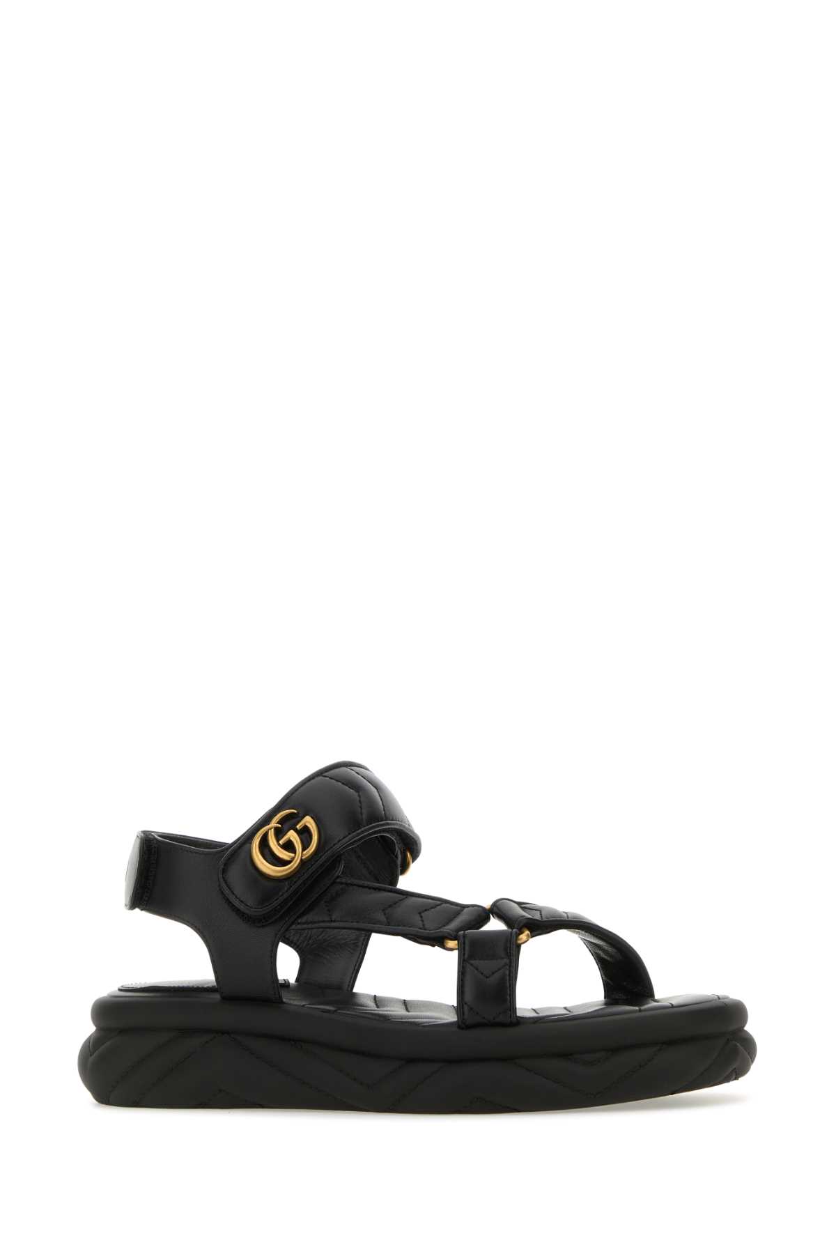 Shop Gucci Black Leather Sandals