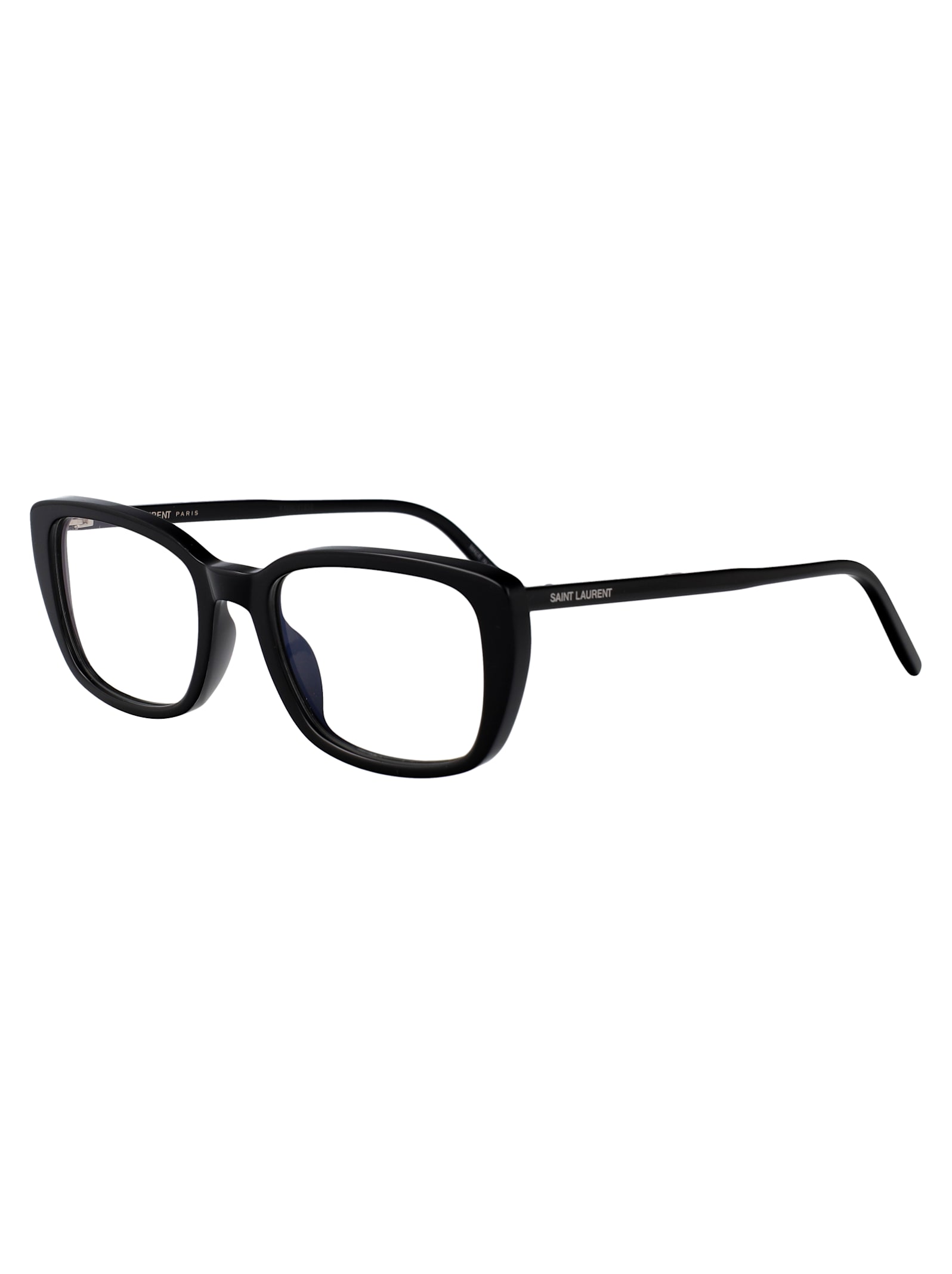 Saint Laurent Black-black-transparent Recycled Acetate Glasses In Black
