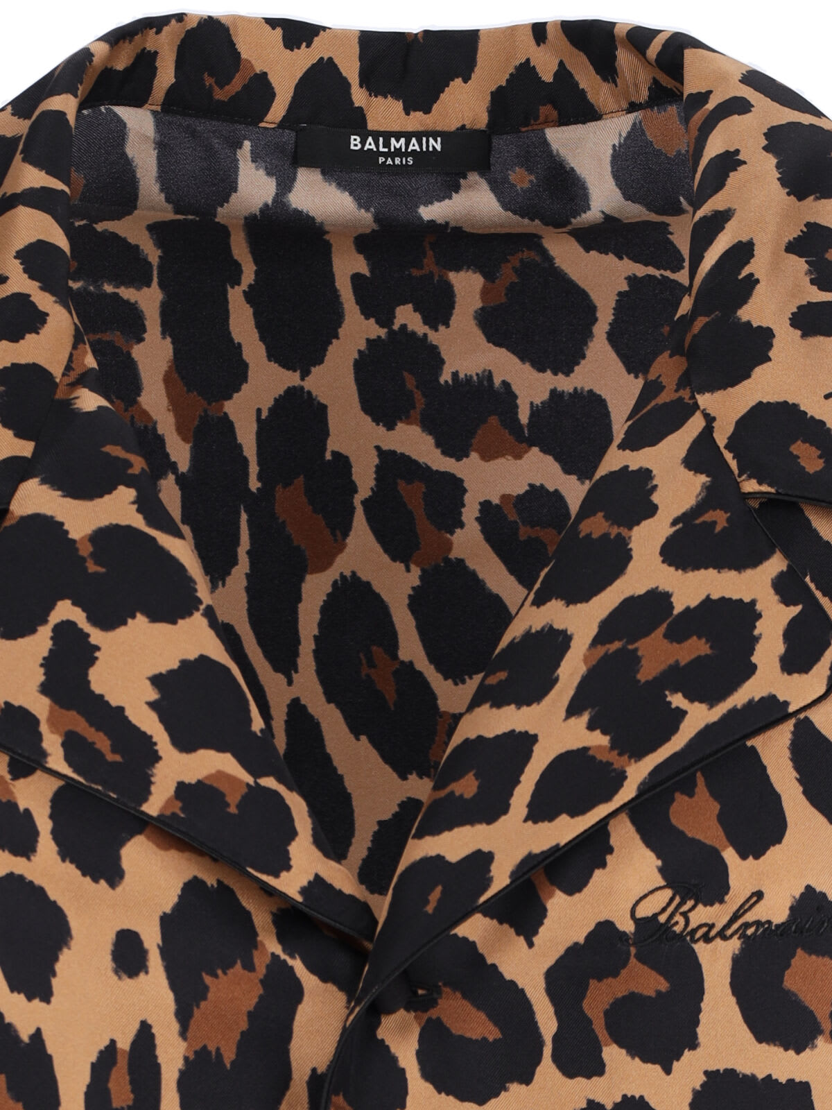 Balmain Animal Print Chest Pocket Shirt In Brown