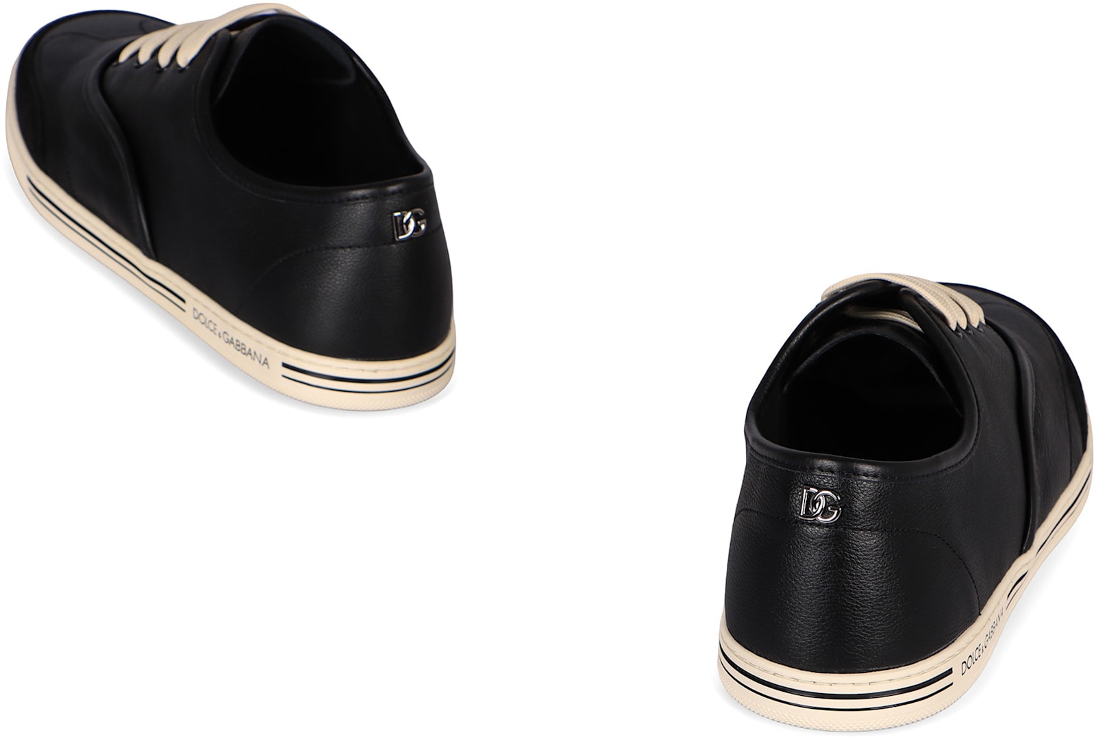 Dolce & Gabbana Saint Tropez Calfskin Sneakers In Black