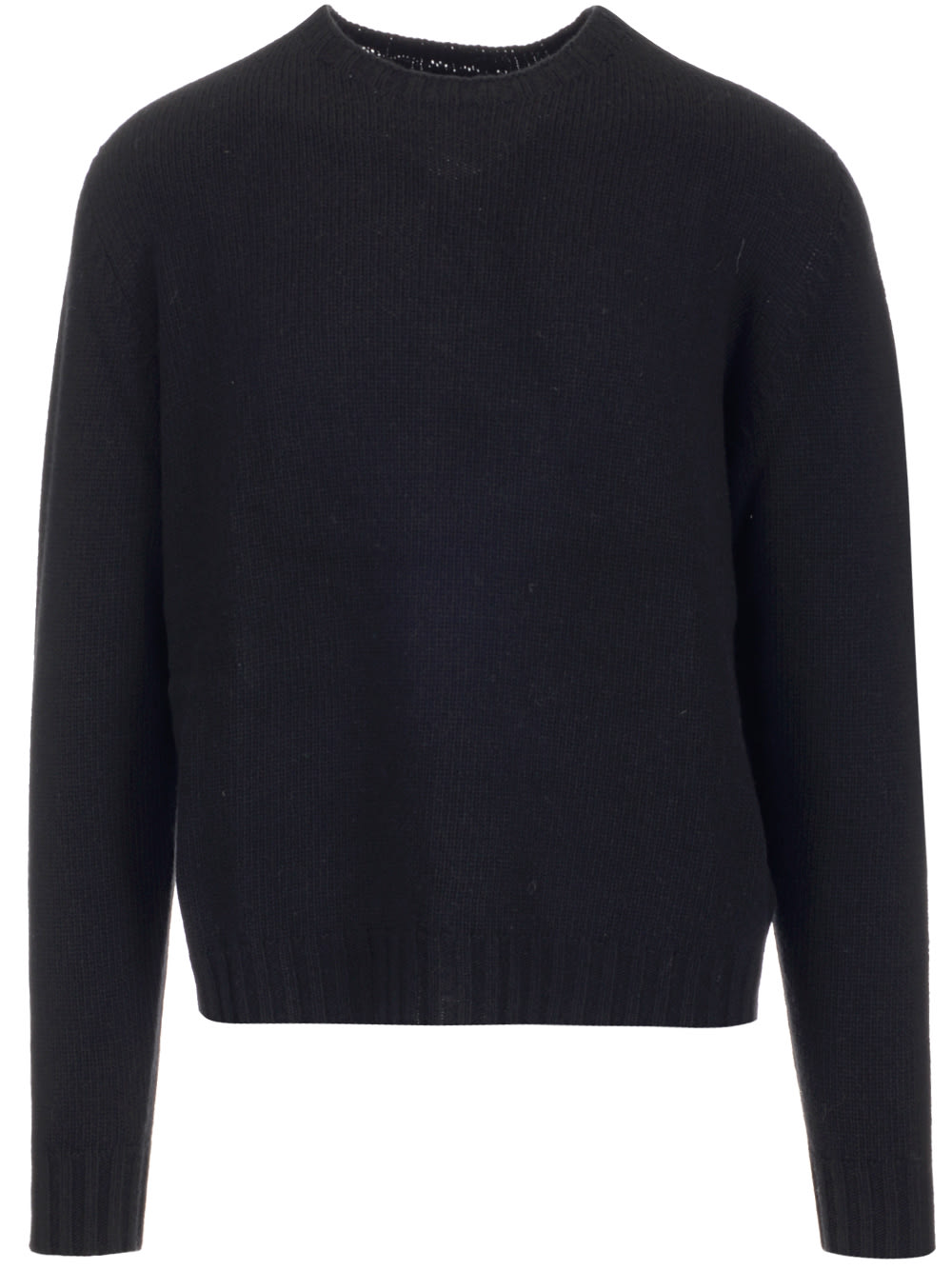 Shop Palm Angels Black Wool Sweater With White Curved Logo On The Back In Black Whit