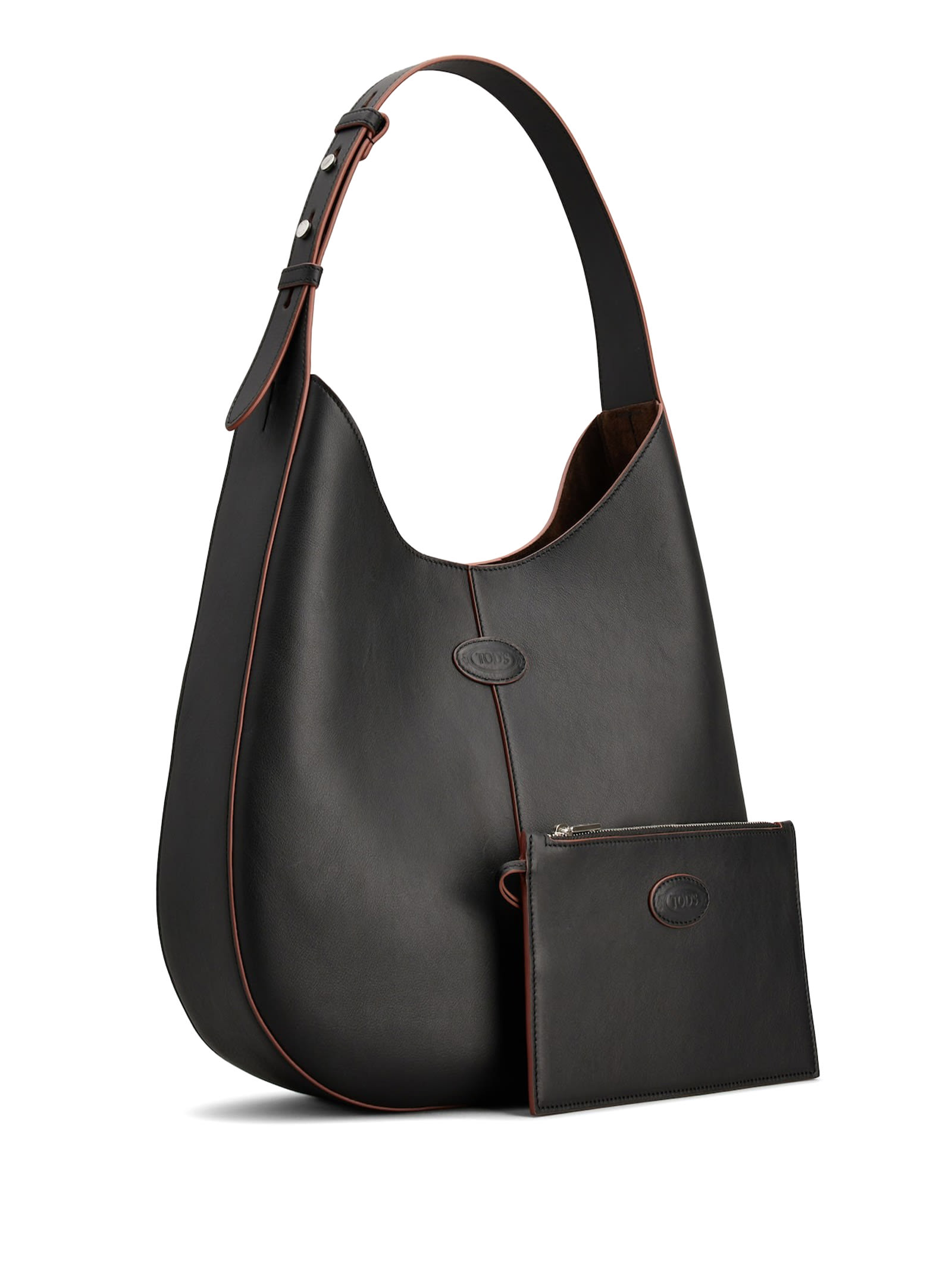 Shop Tod's Hobo Bag Small Leather Shoulder Bag In Nero