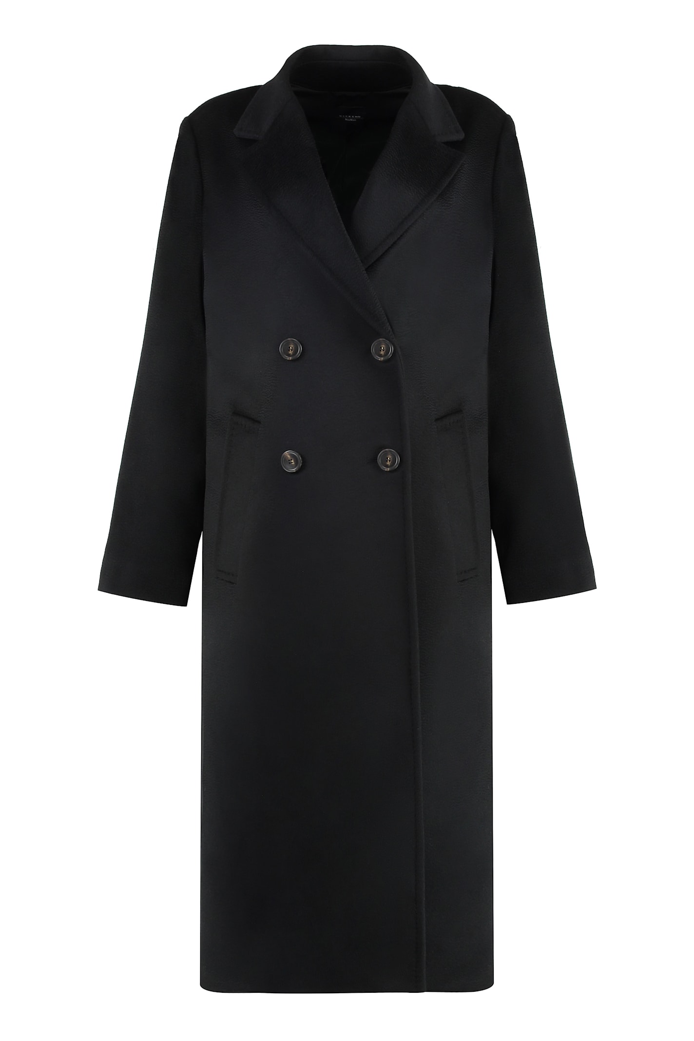 Shop Weekend Max Mara Ponera Wool Long Coat In Black