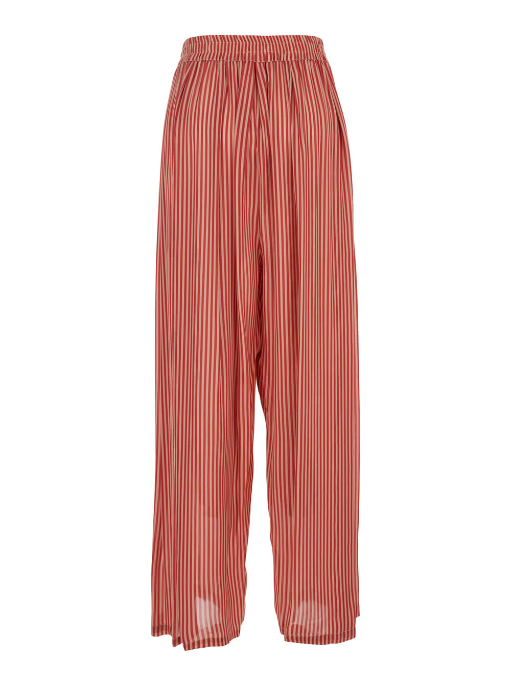 Merci Red Pants With All-over Striped Motif And Elastic Waist In Fabric Woman
