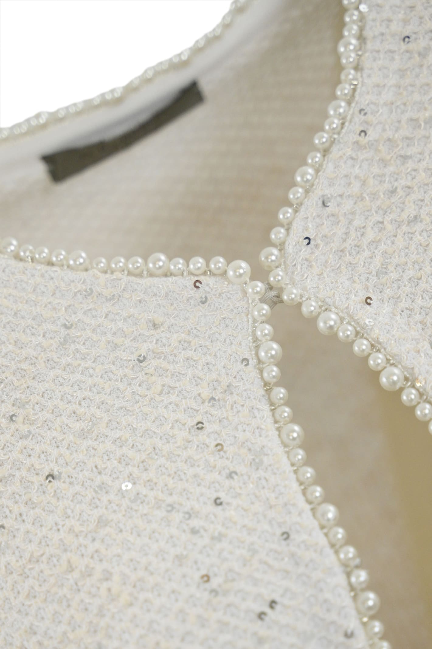 D Exterior Boucle Jacket With Crystals And Pearls In Neutral