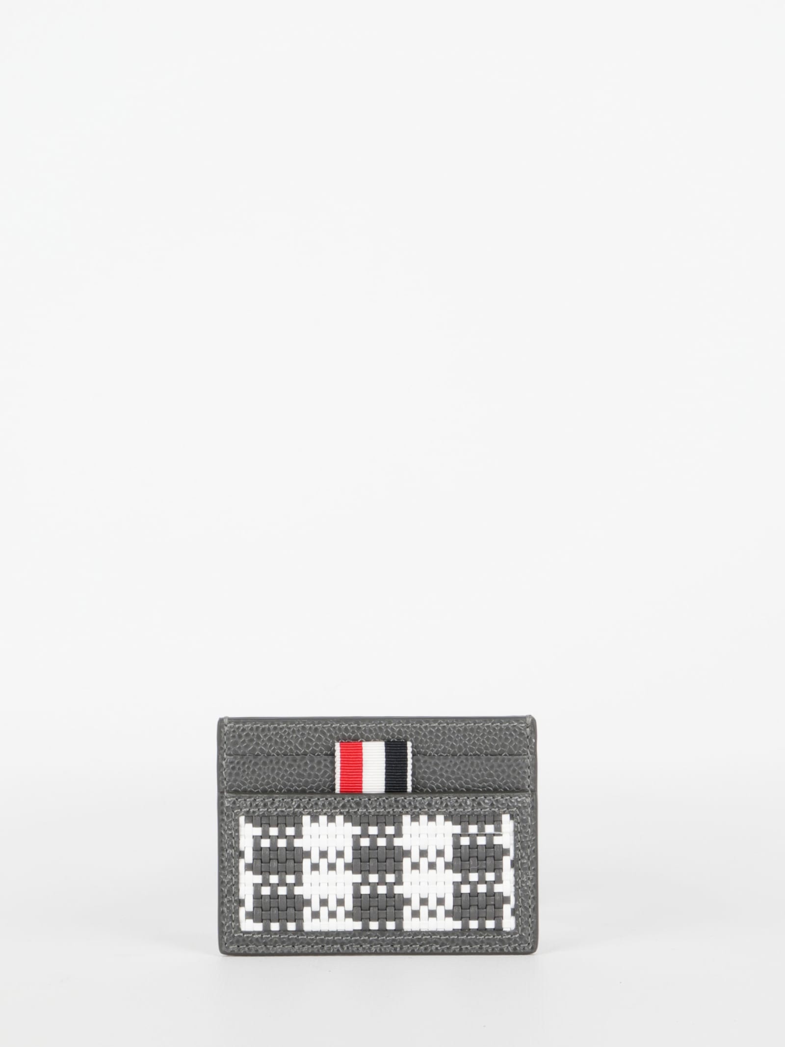 THOM BROWNE CHECK LEATHER CARD HOLDER