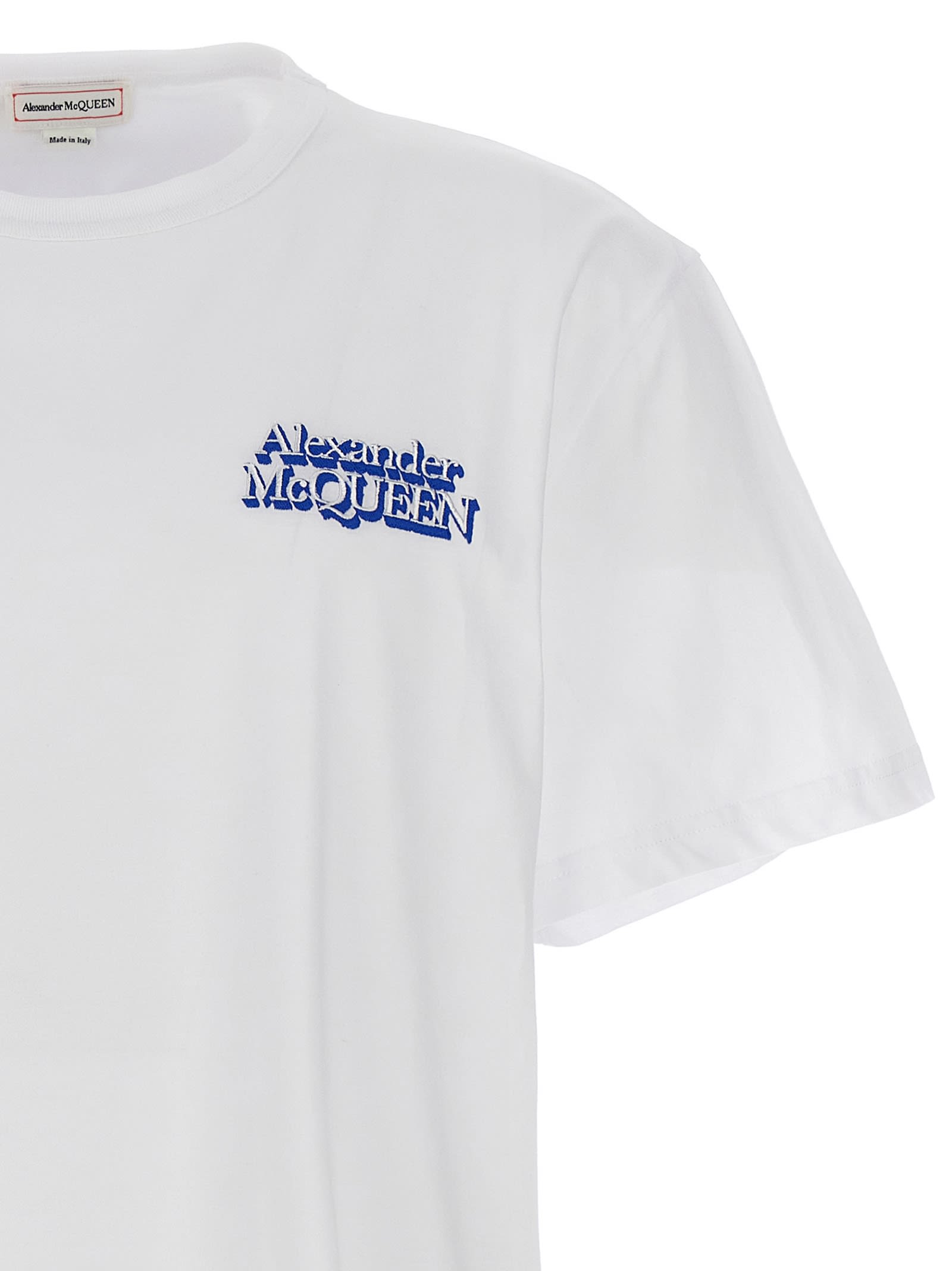 Shop Alexander Mcqueen Logo Embroidered T-shirt In White
