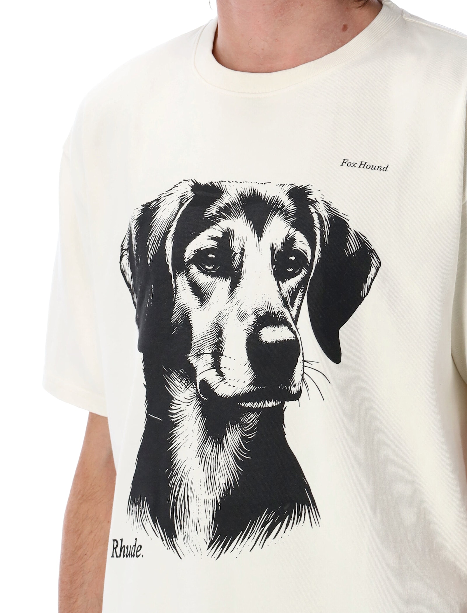 Shop Rhude Fox Hound T-shirt In Vntg White