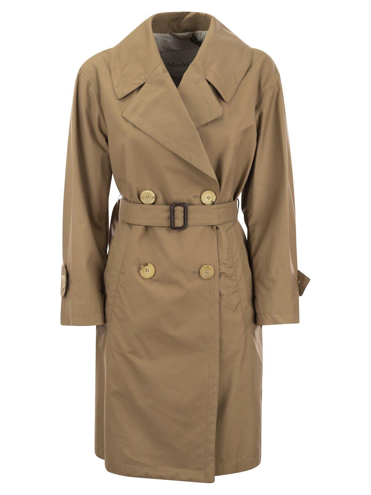 Shop Max Mara The Cube Double-breasted Trench Coat In Camel