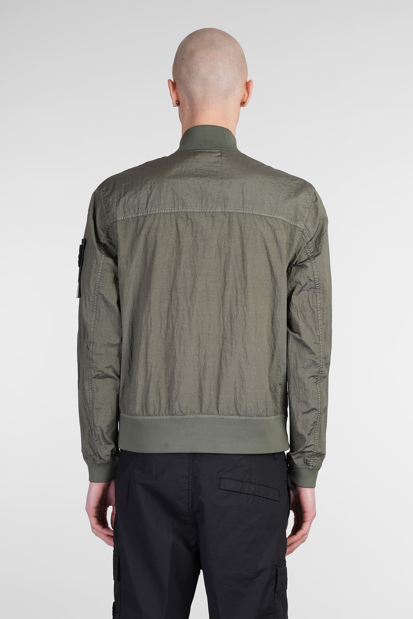 Stone Island Military Green Bomber Jacket With Iridescent Finish