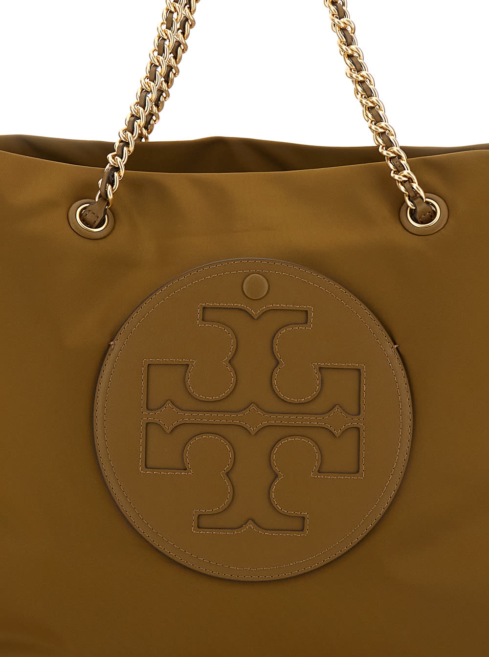 Shop Tory Burch Ella Brown Tote Bag With Logo Patch In Nylon Woman