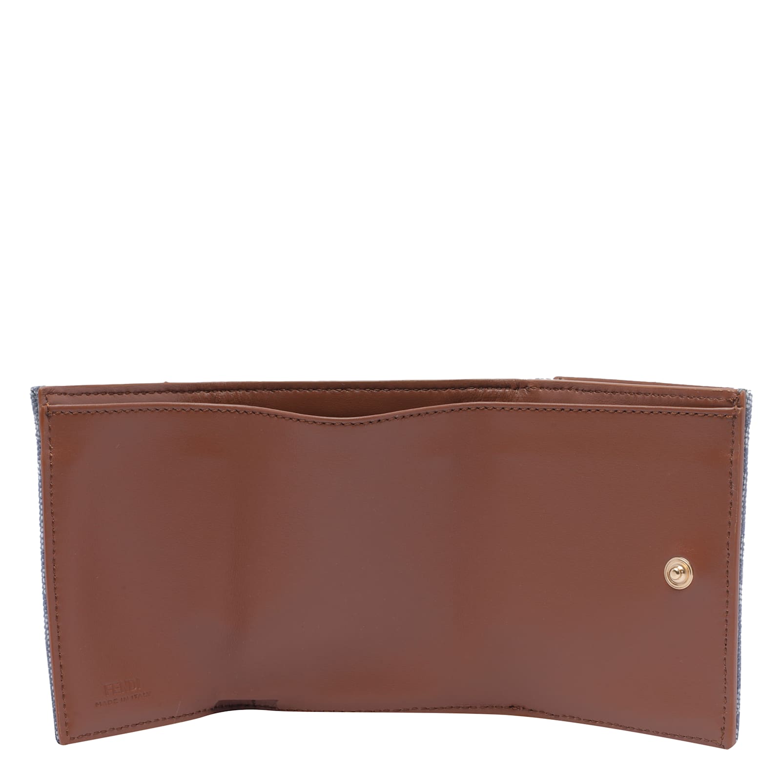 FENDI FF LOGO DENIM TRIFOLD WALLET