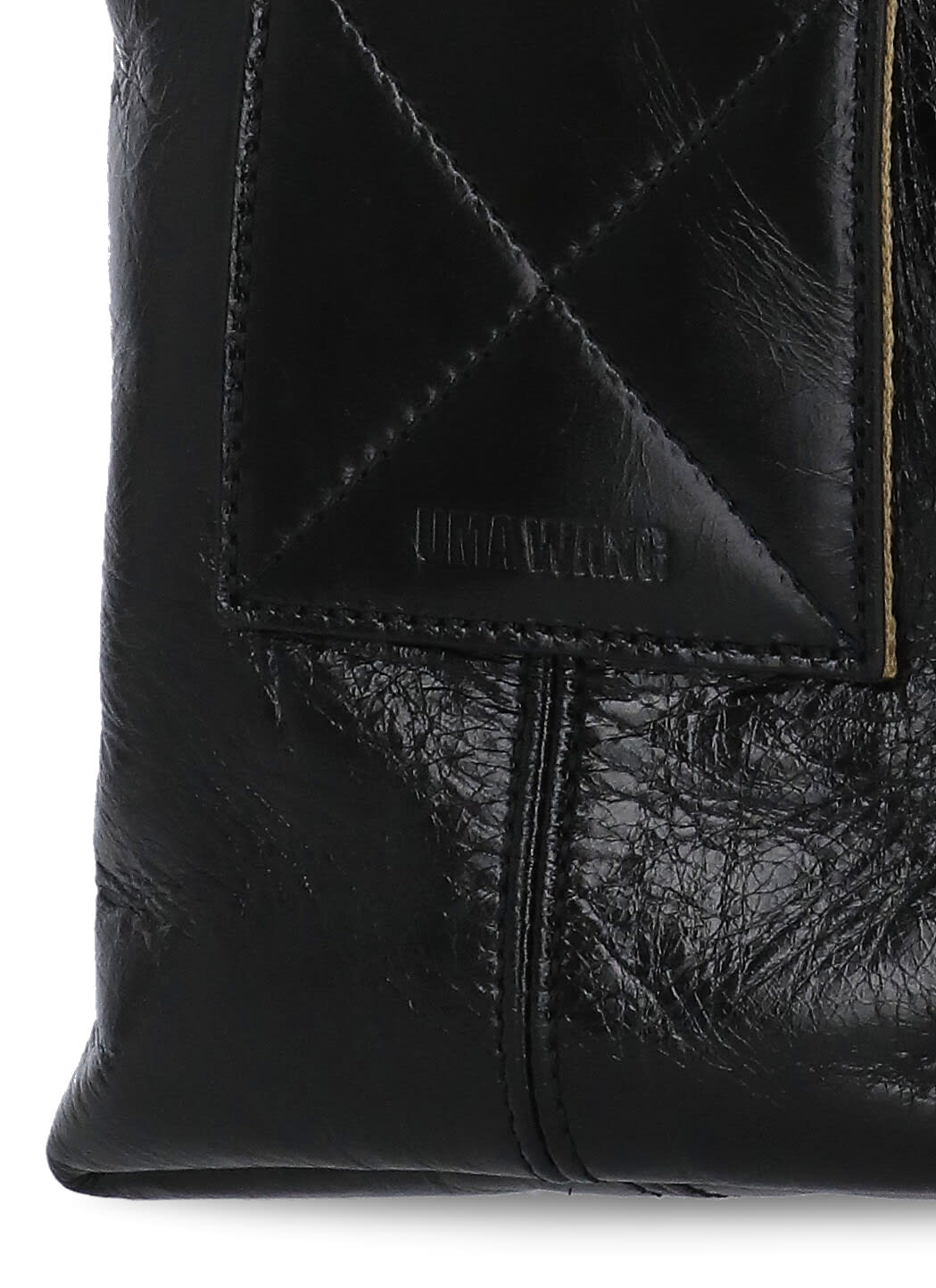 Uma Wang Textured Leather Shoulder Bag With Adjustable Strap In Black