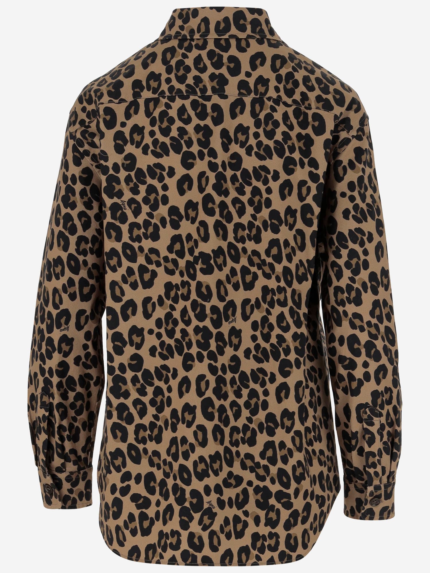 Aspesi Leopard Print Stretch Cotton Shirt In Red