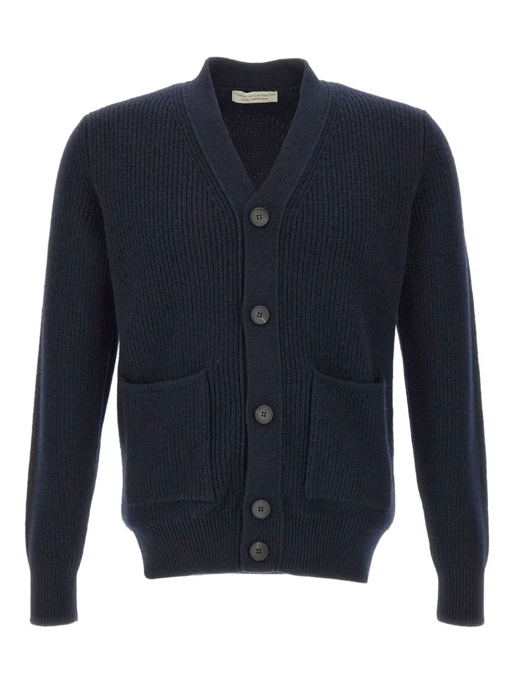 Filippo De Laurentiis English Rib Knit Cardigan With Button Closure In Blue