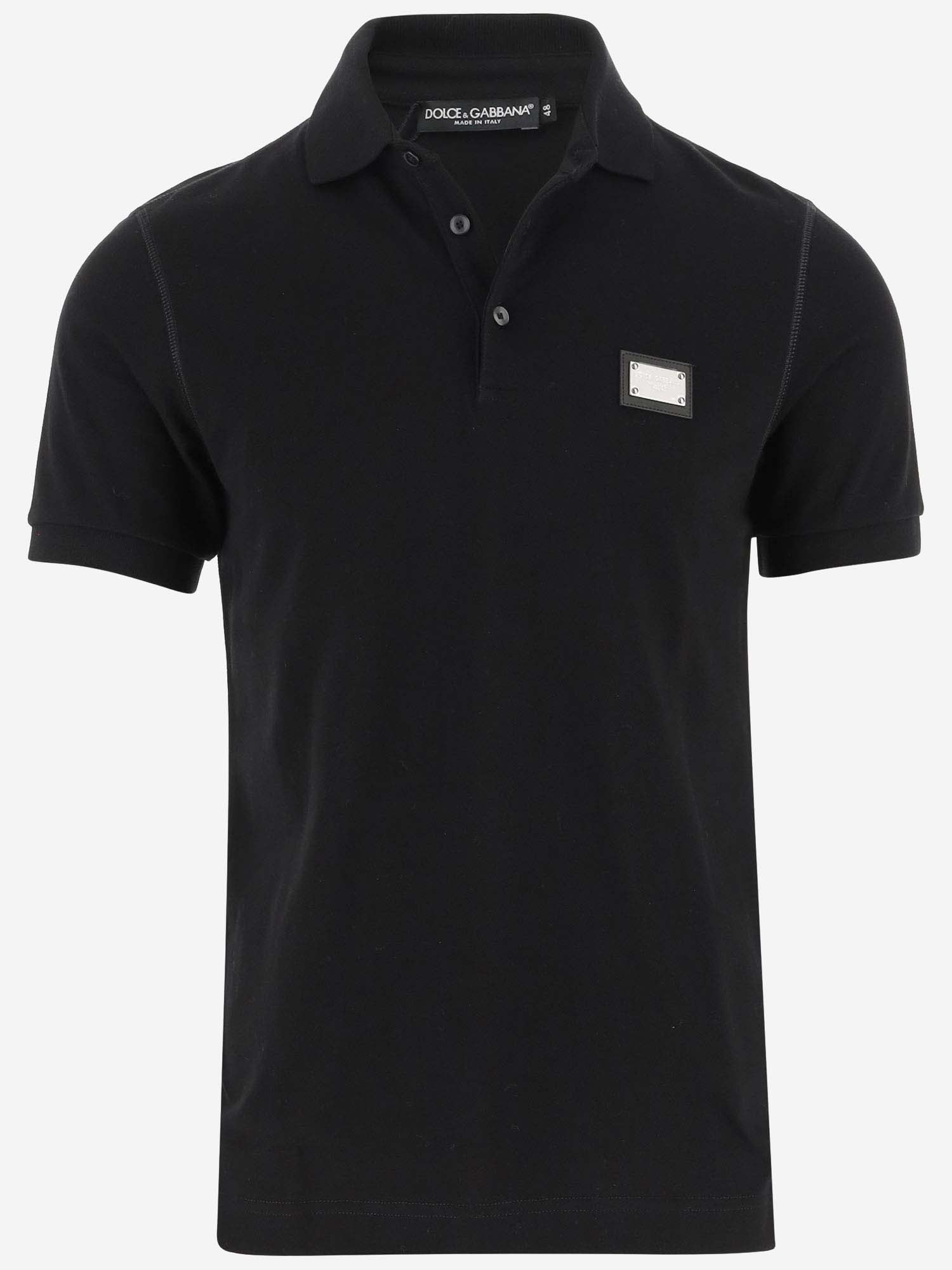 Shop Dolce & Gabbana Cotton Polo Shirt With Logo In Black