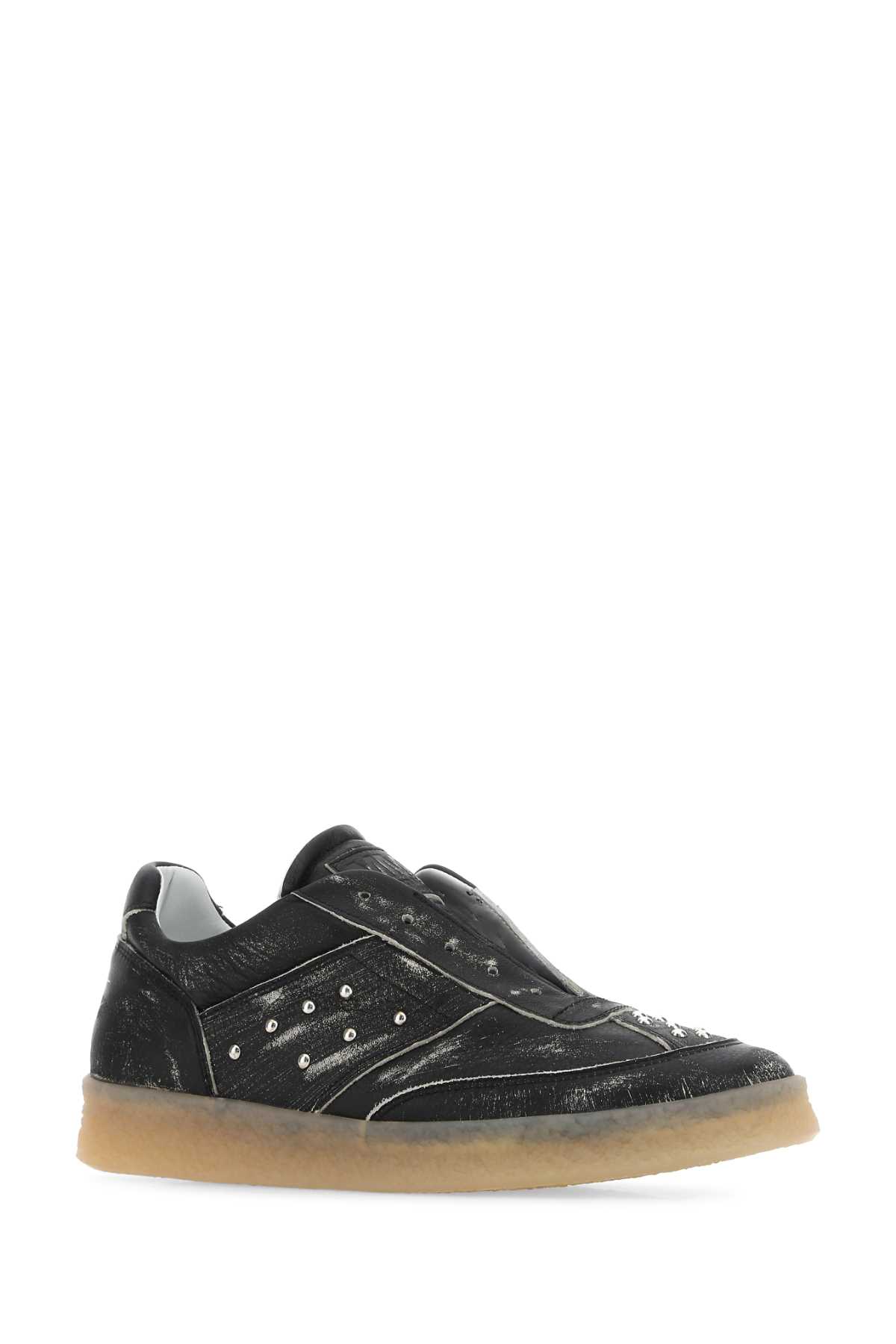 Mm6 Maison Margiela Black Leather Trainers In T8013