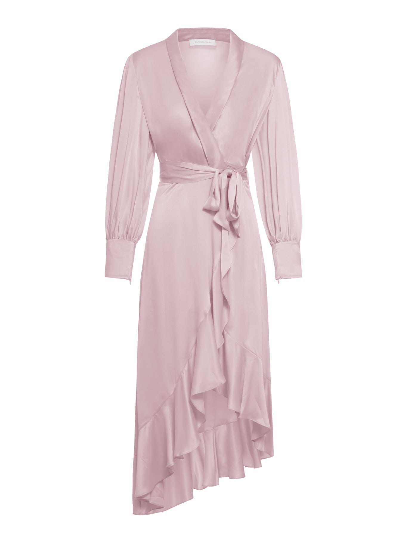 Shop Zimmermann Silk Wrap Midi Dress In Pink Pink