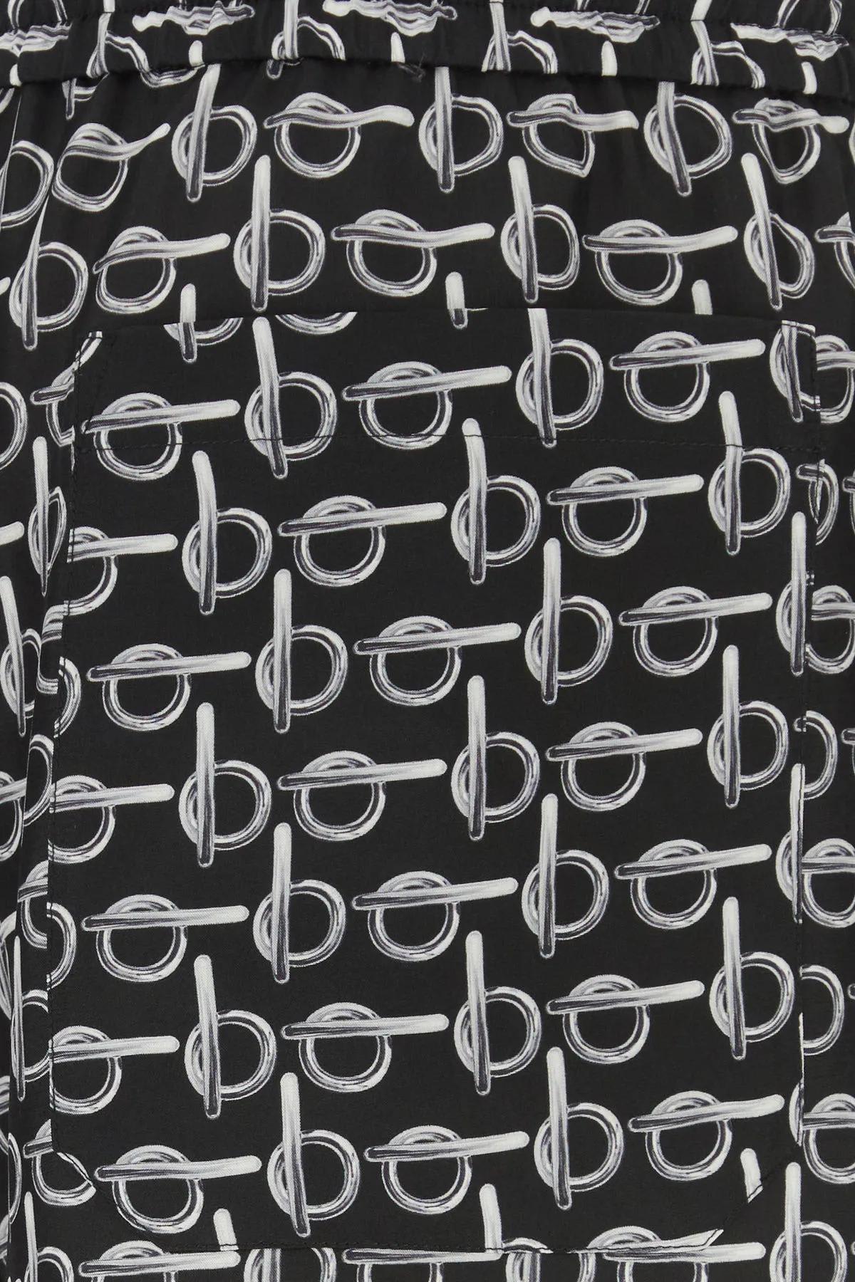 Shop Burberry Printed Silk Bermuda Shorts In Silver/black