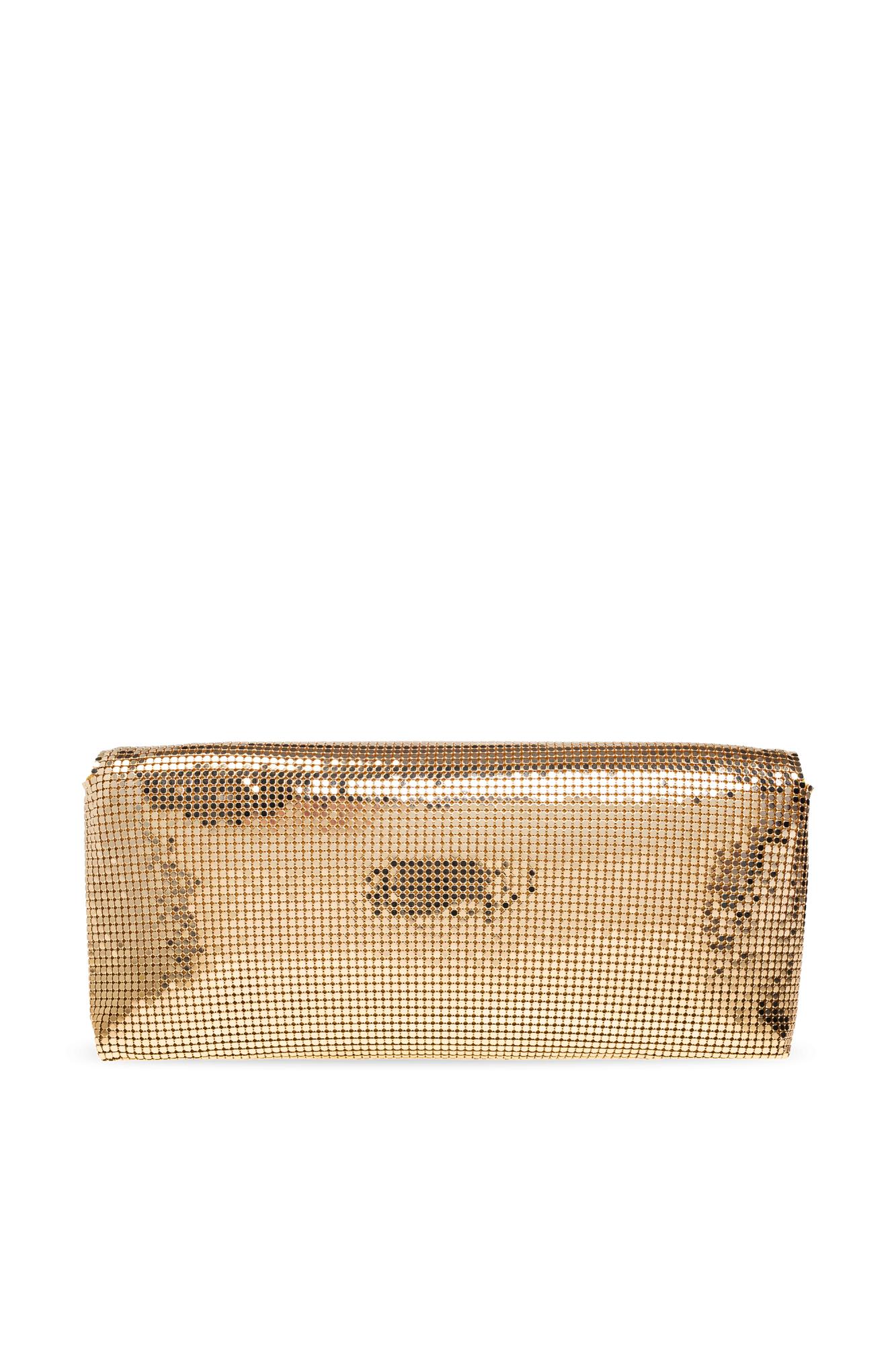 Versace Clutch With Shimmering Crystals In Gold