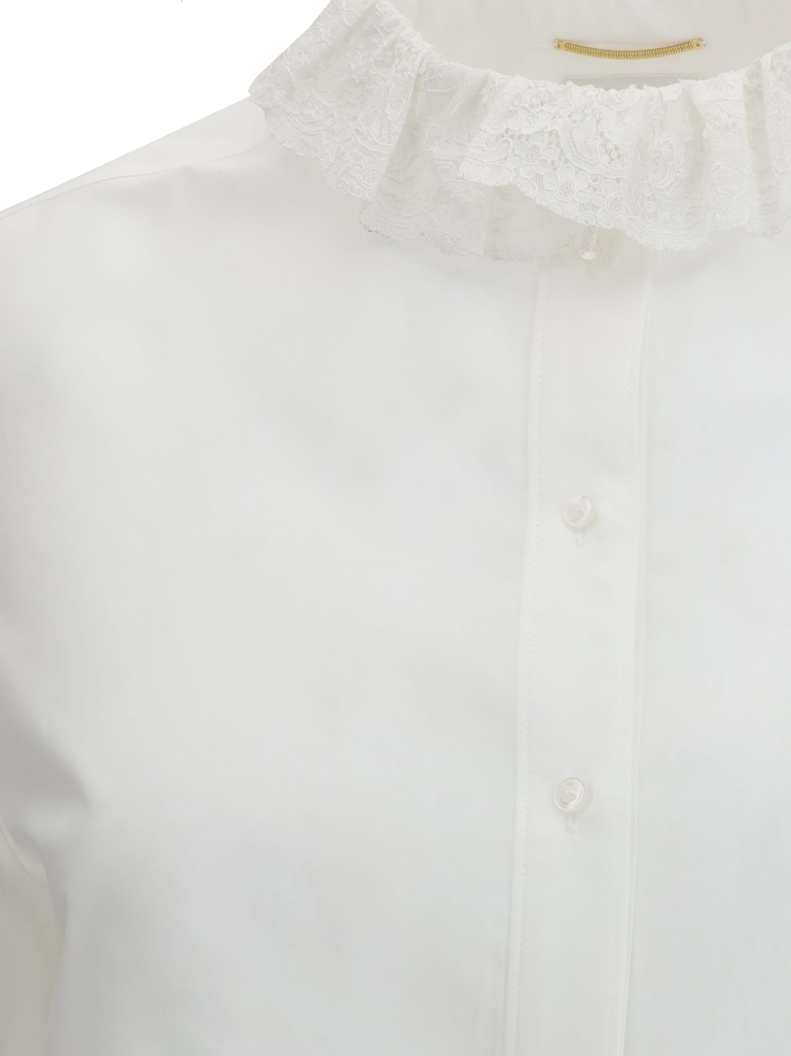 Saint Laurent Lace-trimmed Cotton Poplin Blouse In White