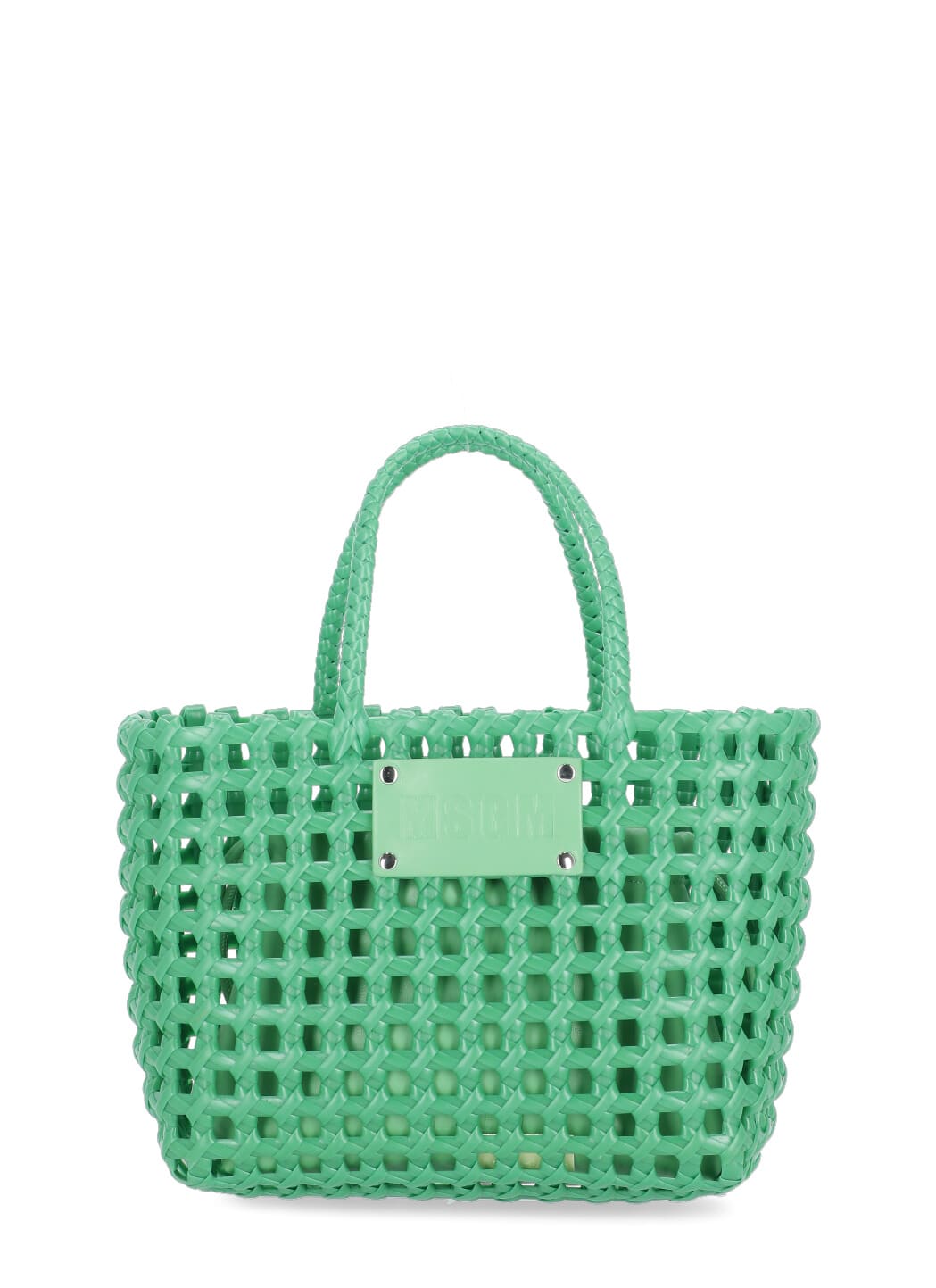 Msgm Hand Bag With Logo In Green