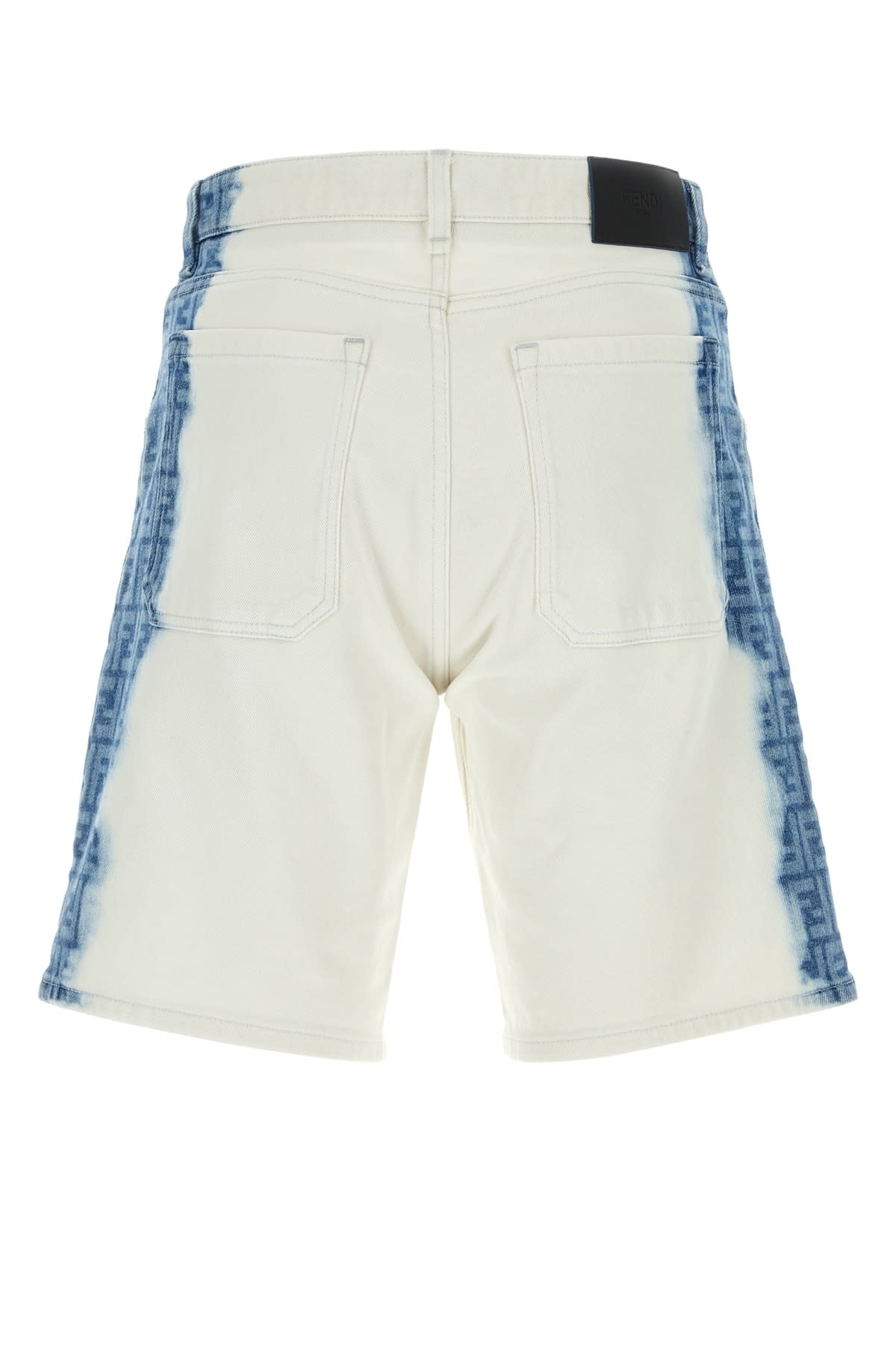 Shop Fendi Short Denim Bleach Shaded In Darkblu