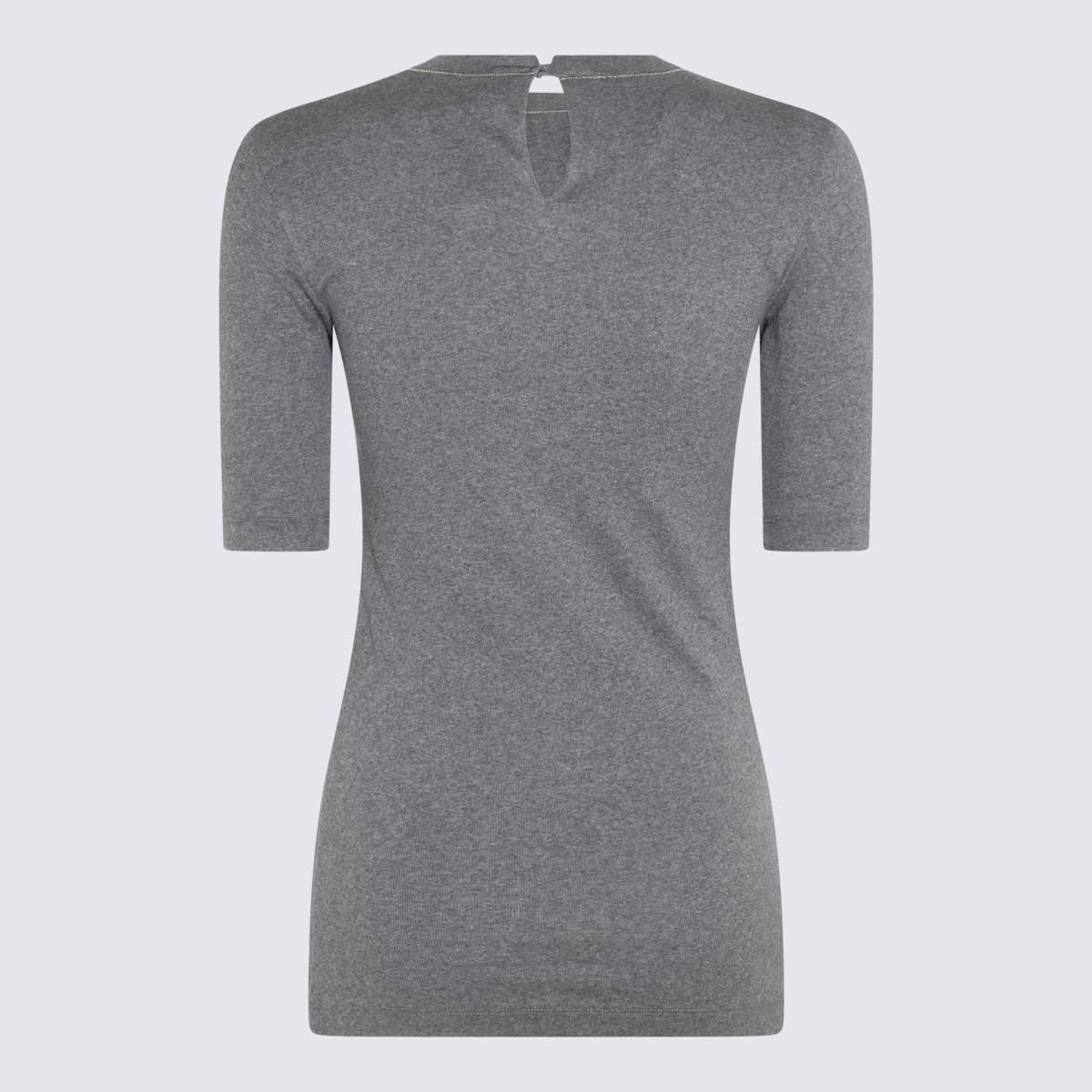 Shop Brunello Cucinelli Rhutenium Grey Cotton Stretch T-shirt