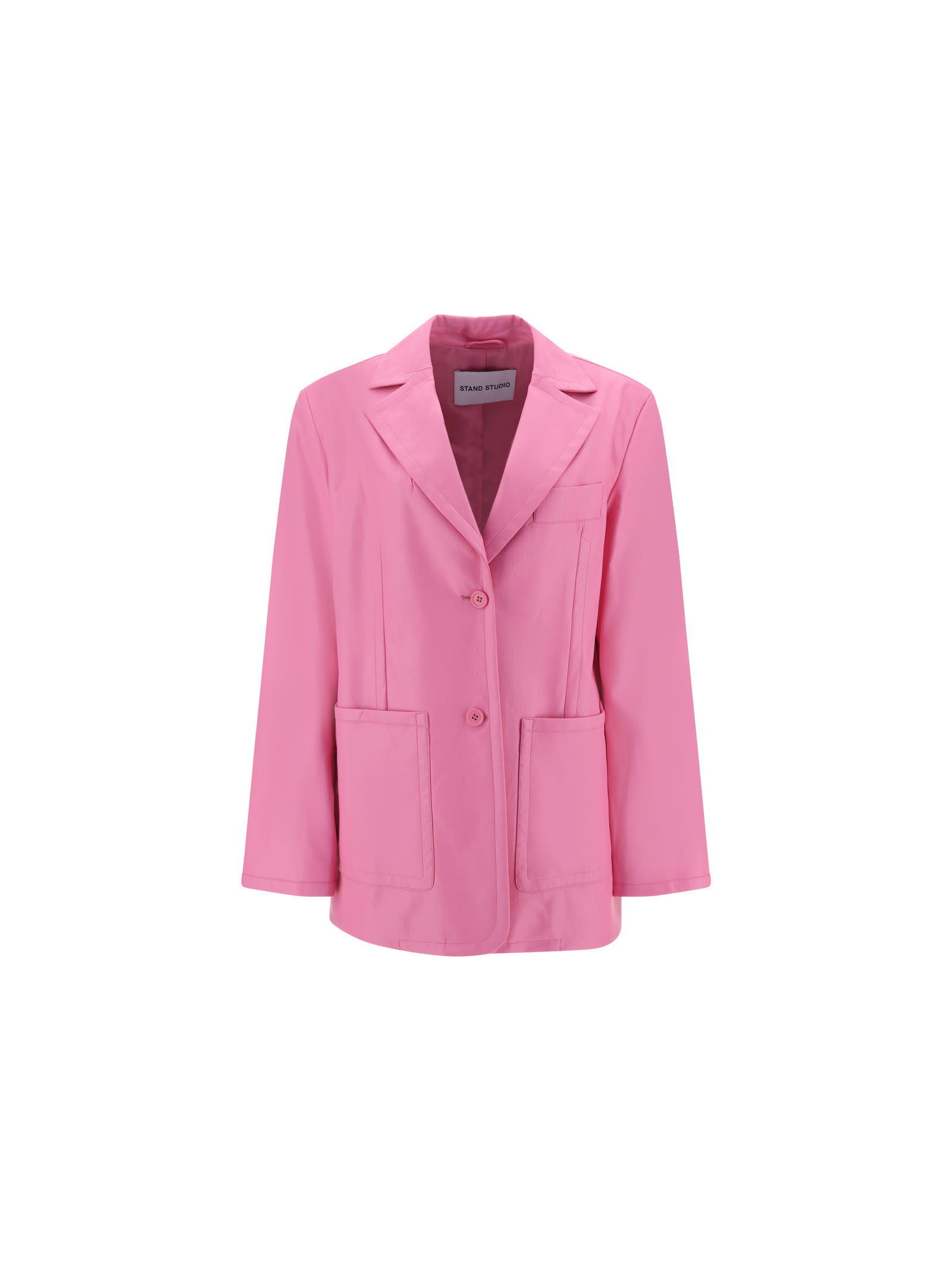 Stand Studio Resort Single-breasted Suede Blazer In Bubblegum Pink