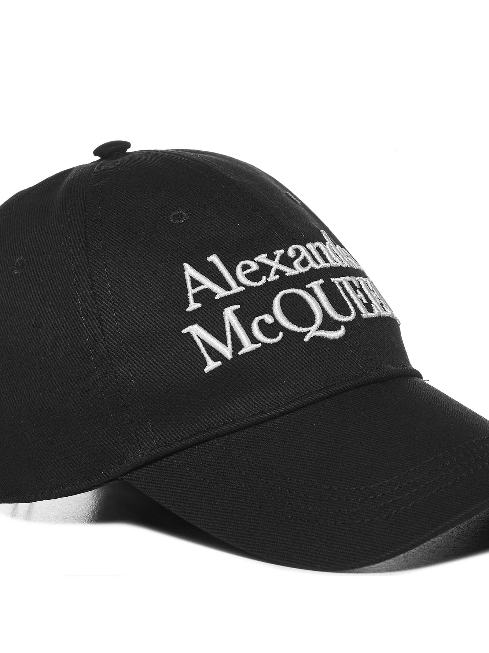 Alexander Mcqueen Embroidered Cotton-twill Baseball Cap In Black/ivory